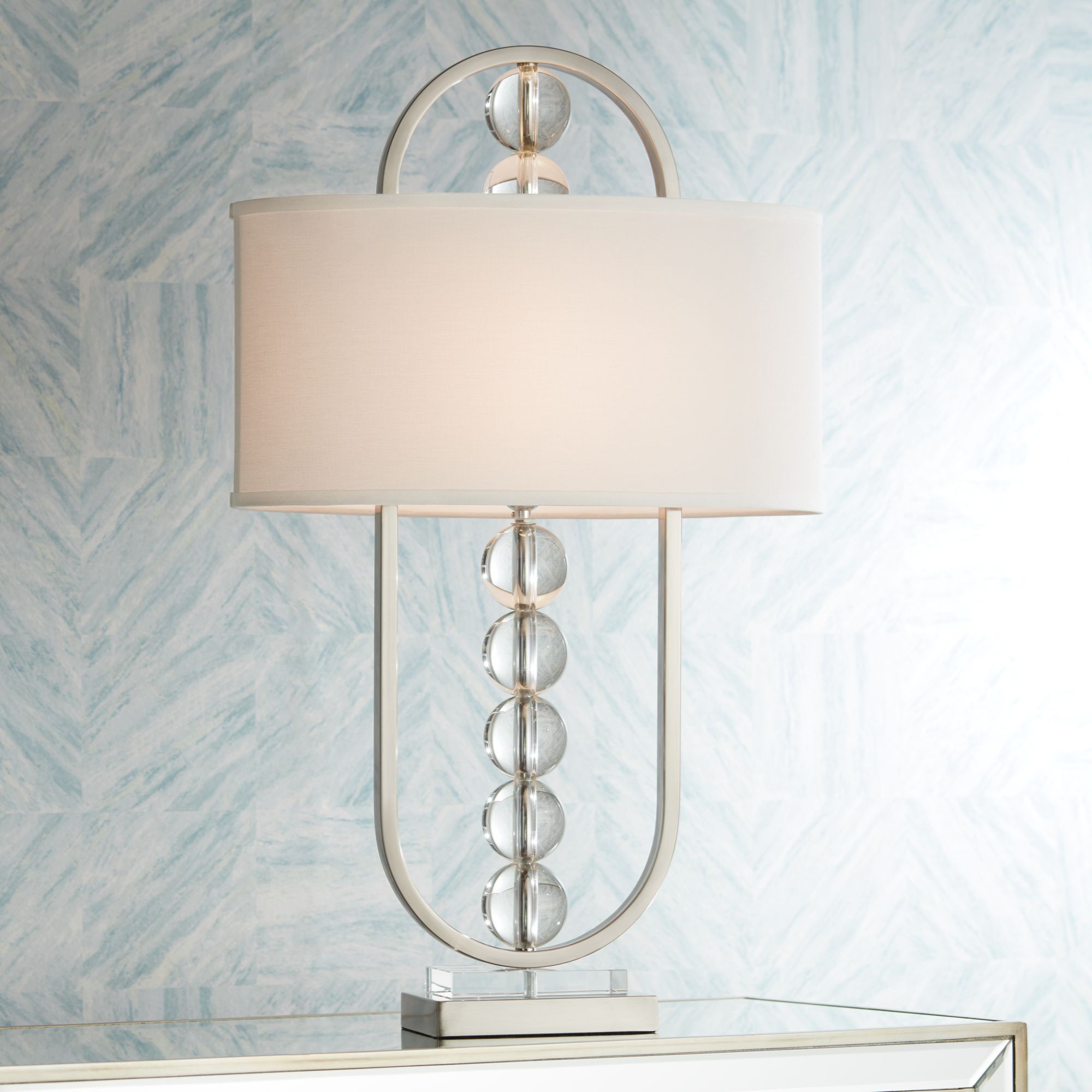 Possini Euro Wylson Crystal Globes Contemporary Table Lamp