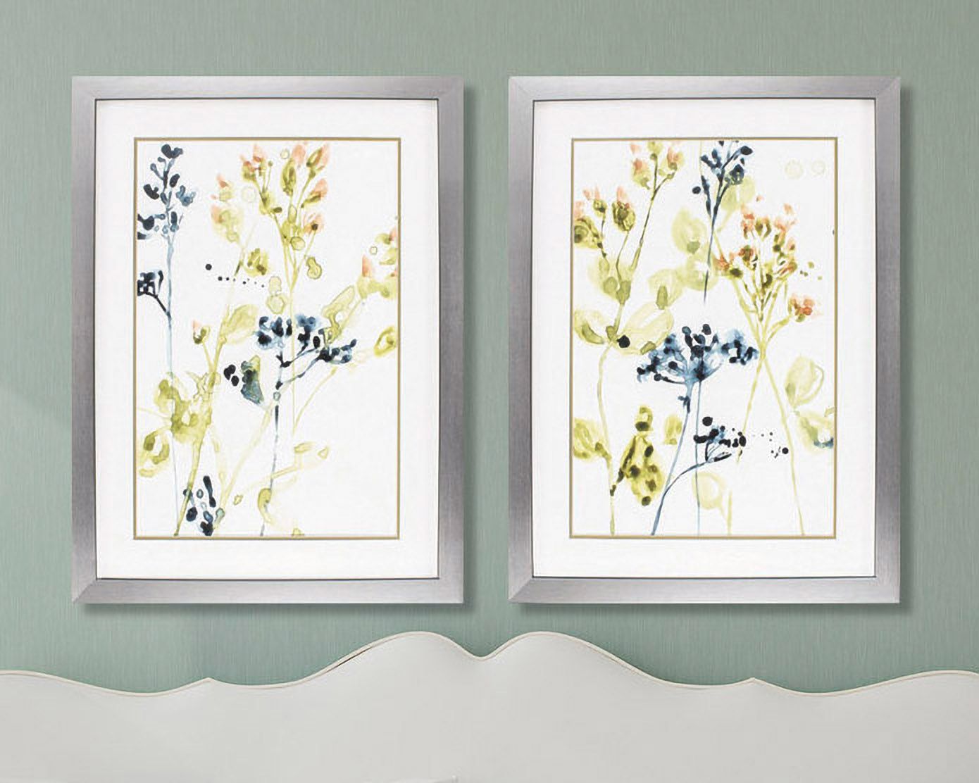 Blush Buds 35" High 2-Piece Framed Floral Wall Art Set