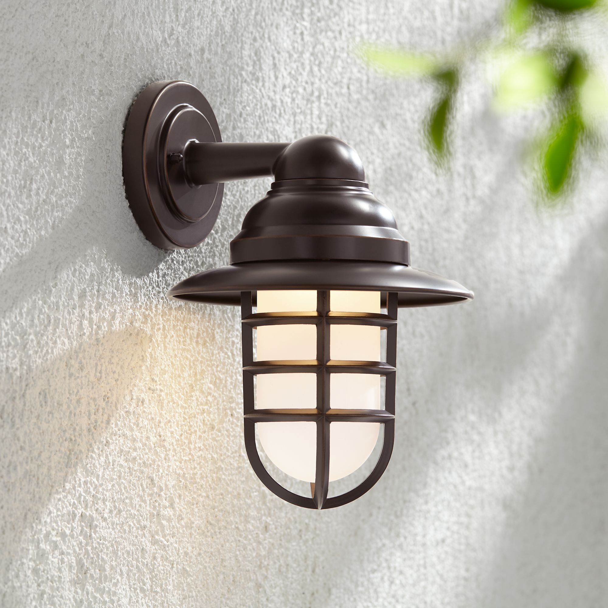 Marlowe 13 1/4" High Bronze Hooded Cage LED Outdoor Wall Light