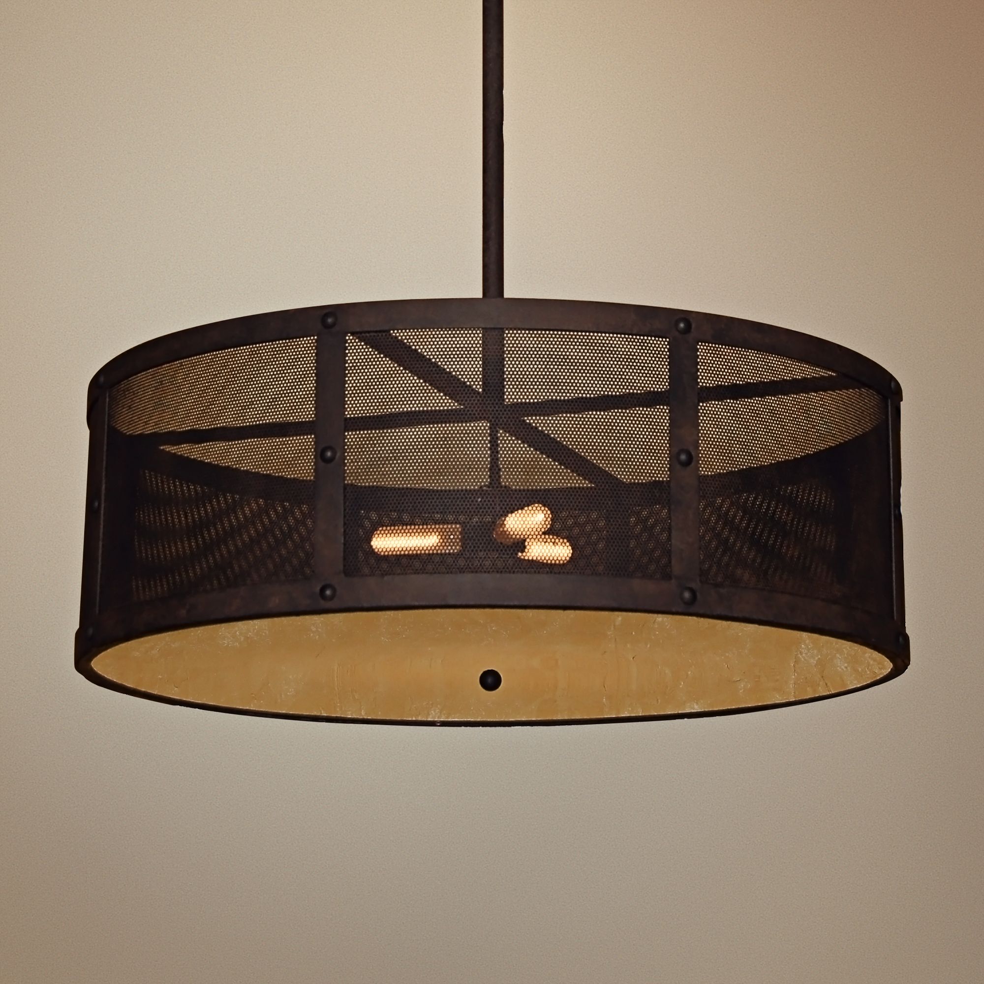 Robertson 36" Wide Salmon Rust 3-Light Indoor-Outdoor Pendant