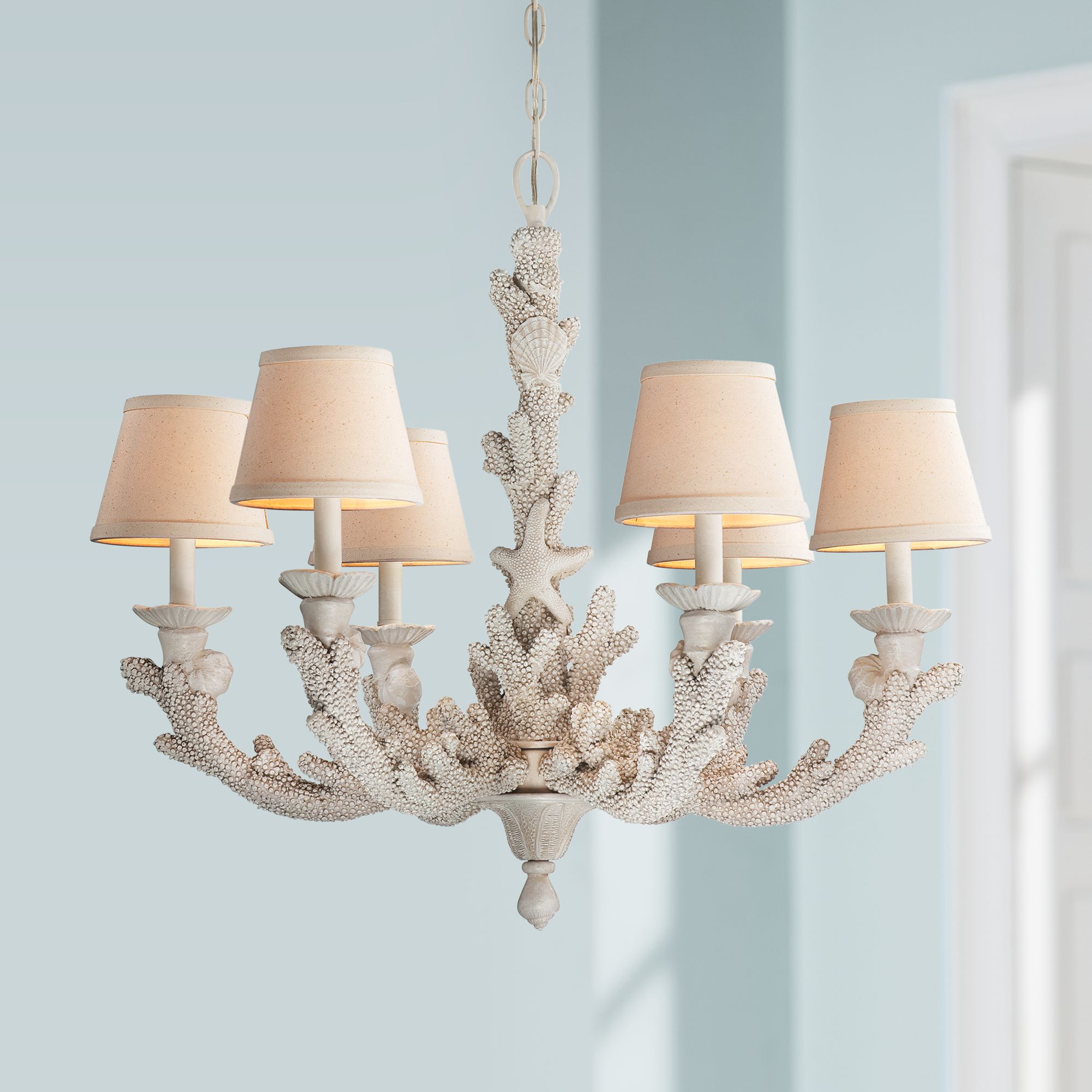 Coral 29" Wide Antique Cottage 6-Light Chandelier
