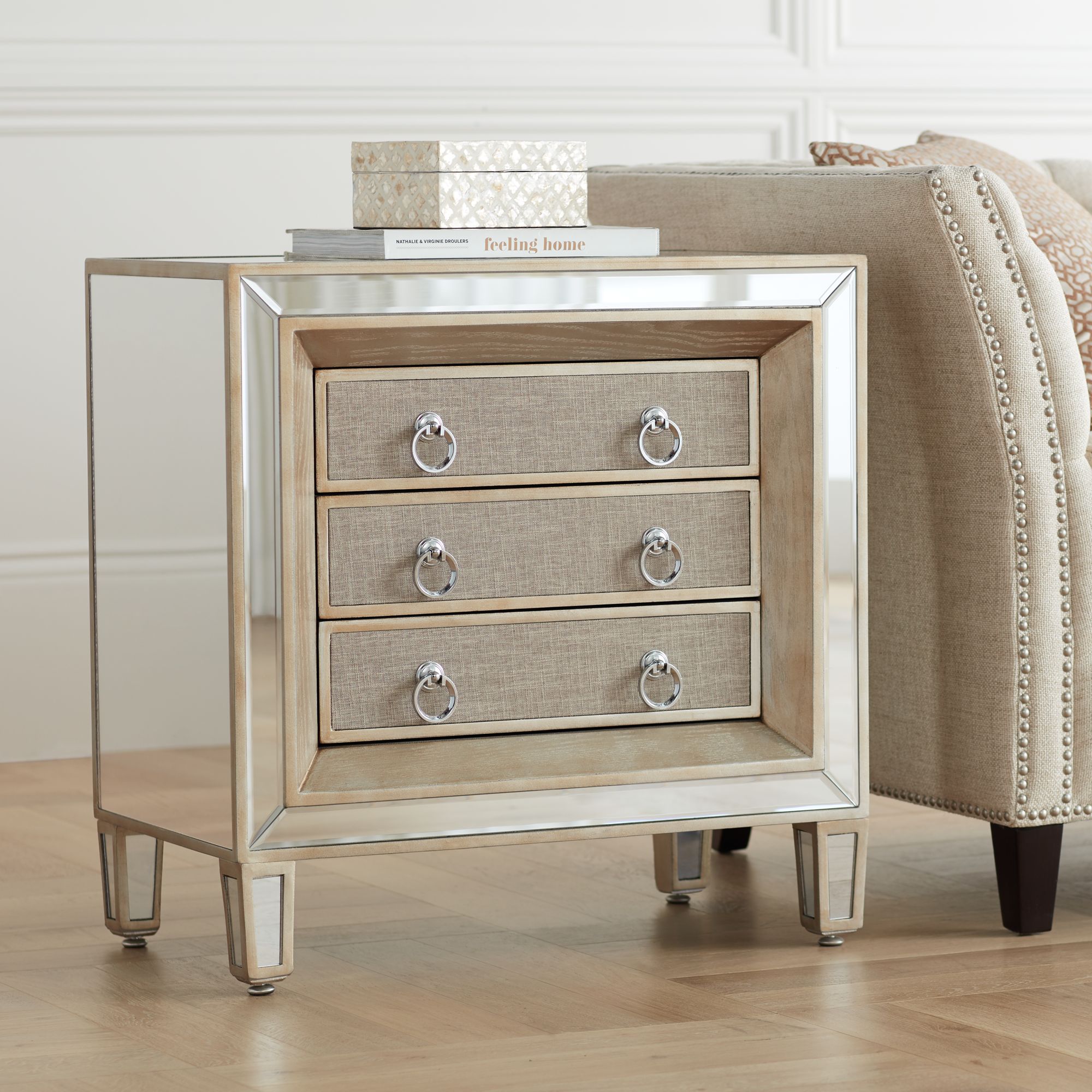 Mira 28" Wide 3-Drawer Mirrored Accent Table