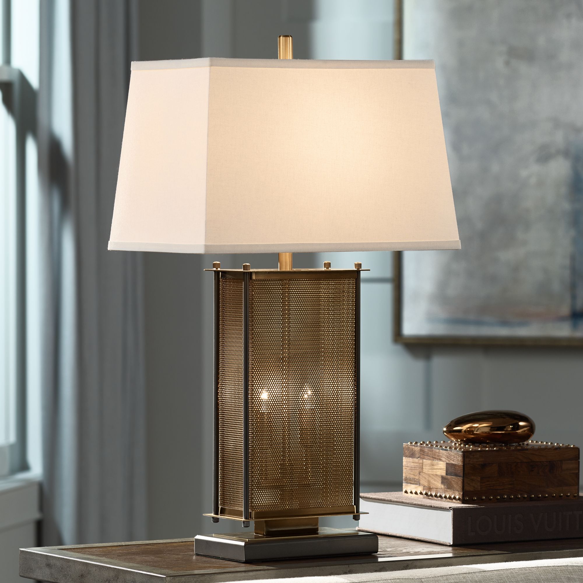 Adonis Antique Brass Nightlight Table Lamp
