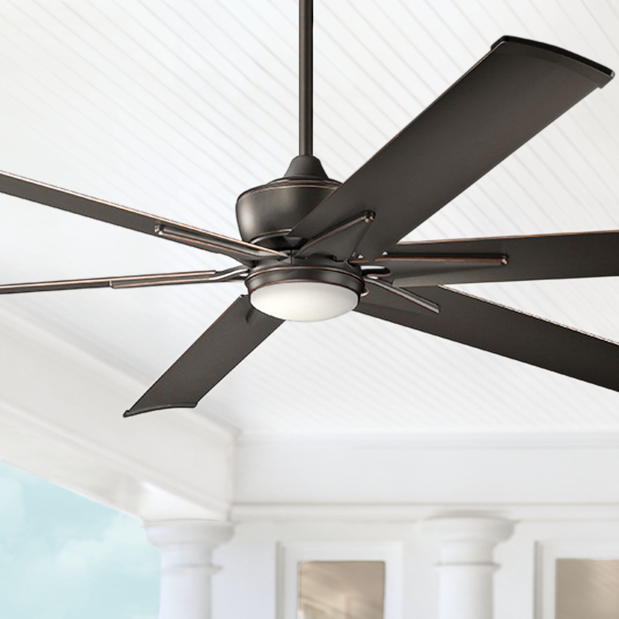 80" Kichler Szeplo II Olde Bronze Wet LED Ceiling Fan