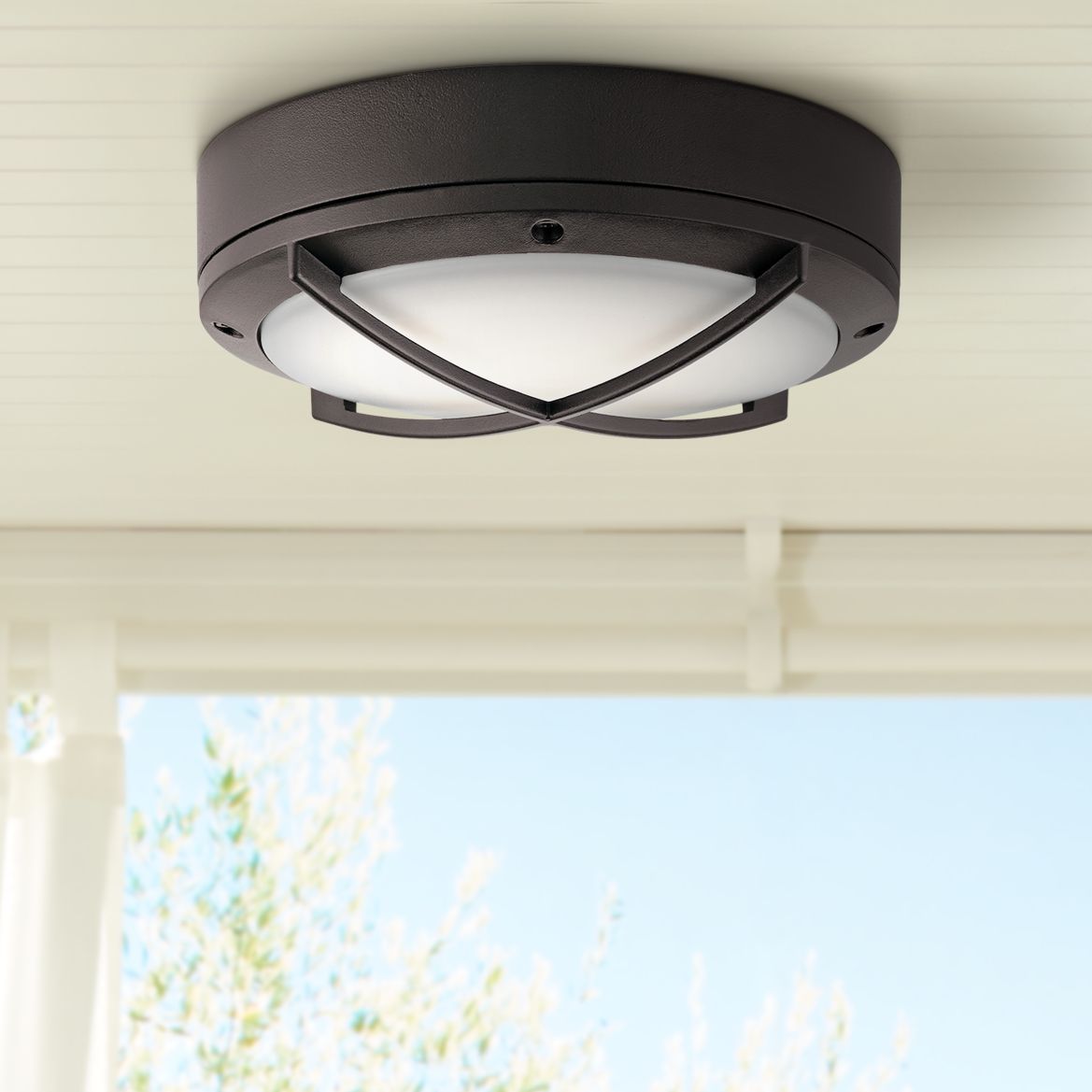 Kichler Verne 9" Wide Textured Bronze LED Outdoor Ceiling Light