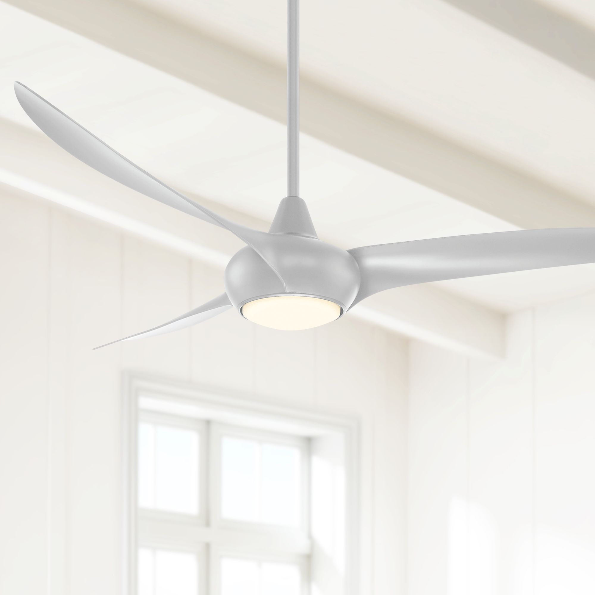 65" Minka Aire Light Wave Silver Large LED Ceiling Fan