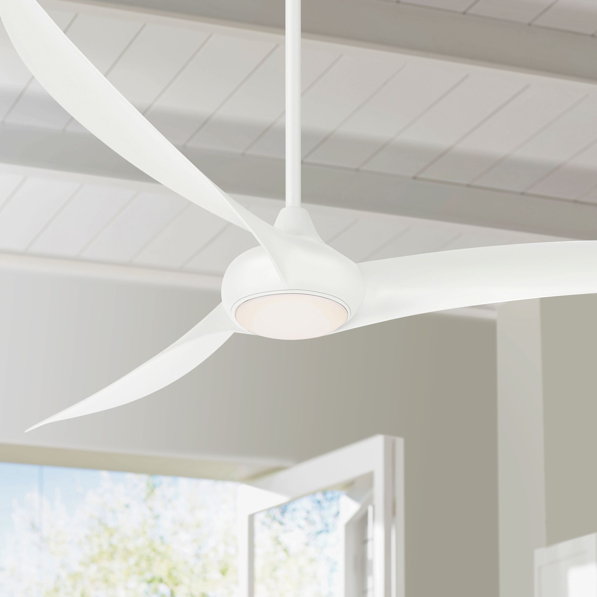 65" Minka Aire Light Wave White Large LED Ceiling Fan