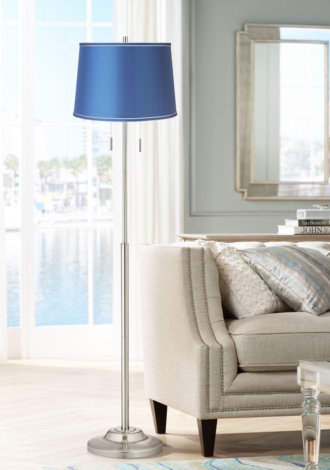 blue floor lamp shade