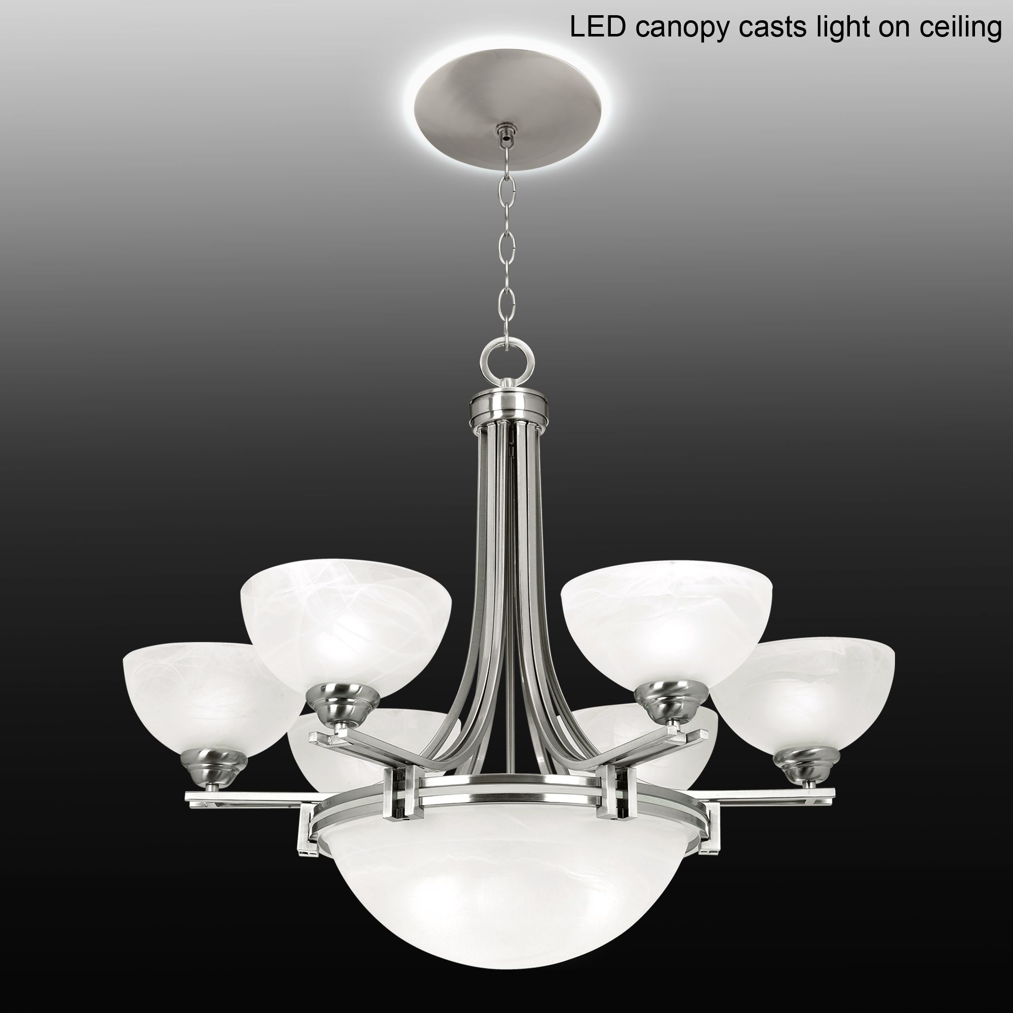 Possini Euro Deco Nickel 8-Light Chandelier with LED Canopy