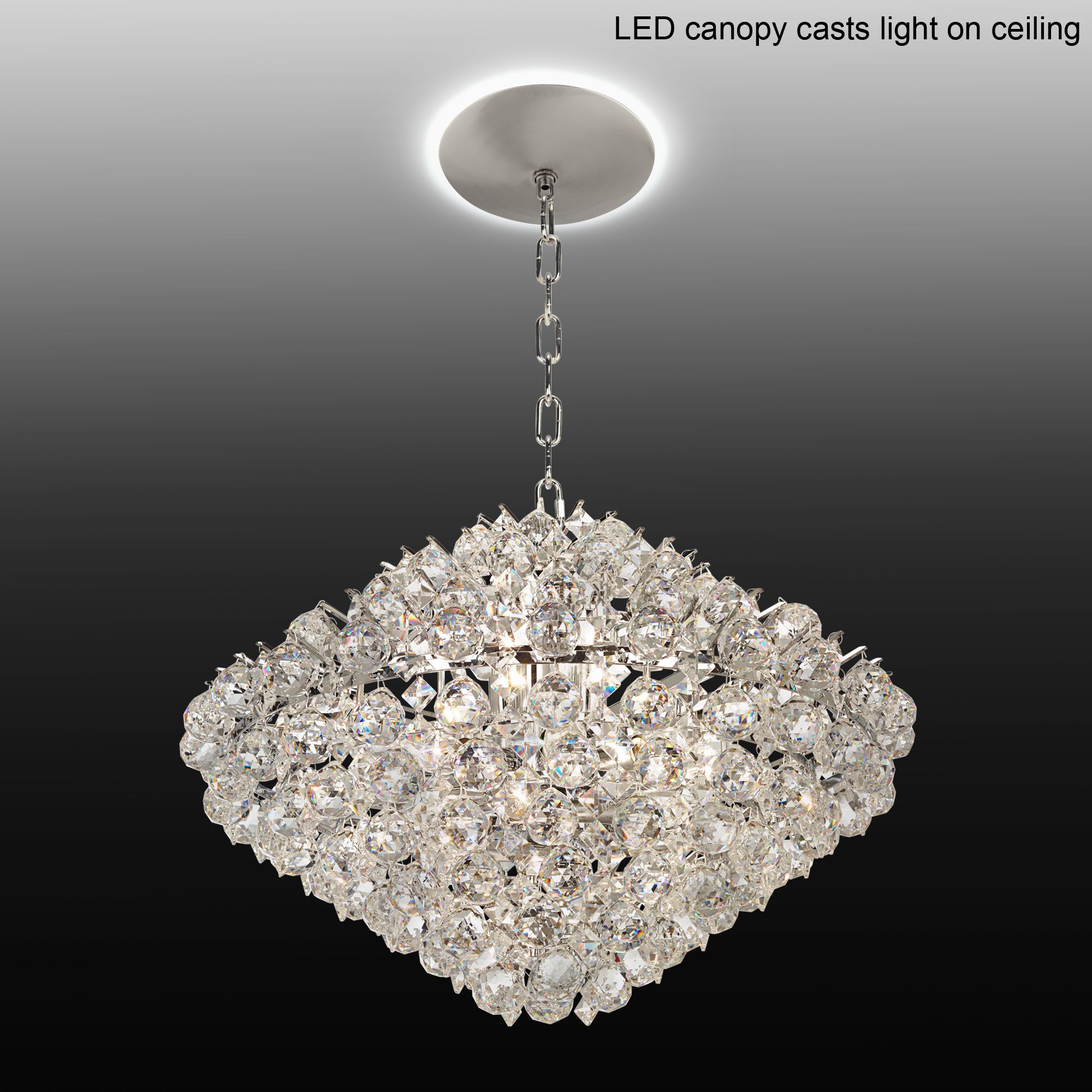 Essa 24"W Chrome and Crystal Pendant Light with LED Canopy