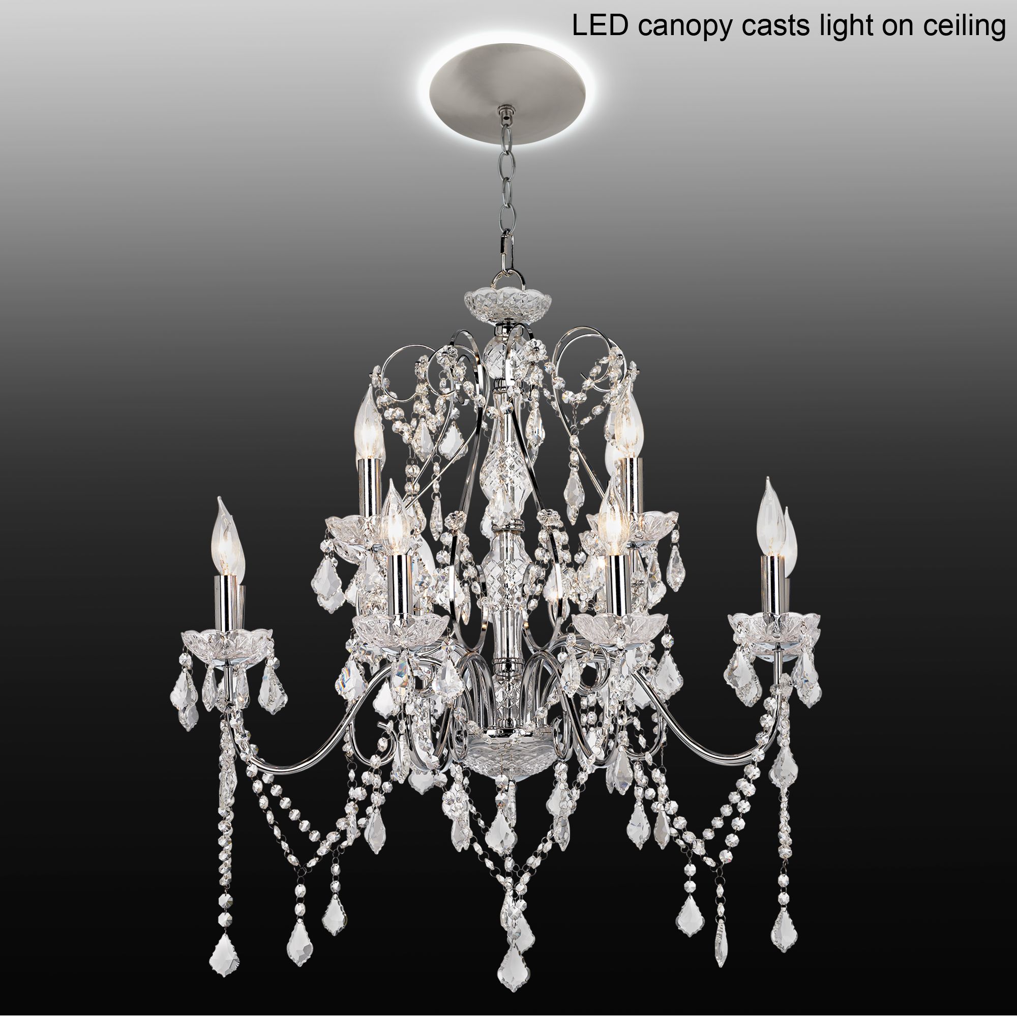 Grace 30" Wide Crystal 12-Light Chandelier with LED Canopy