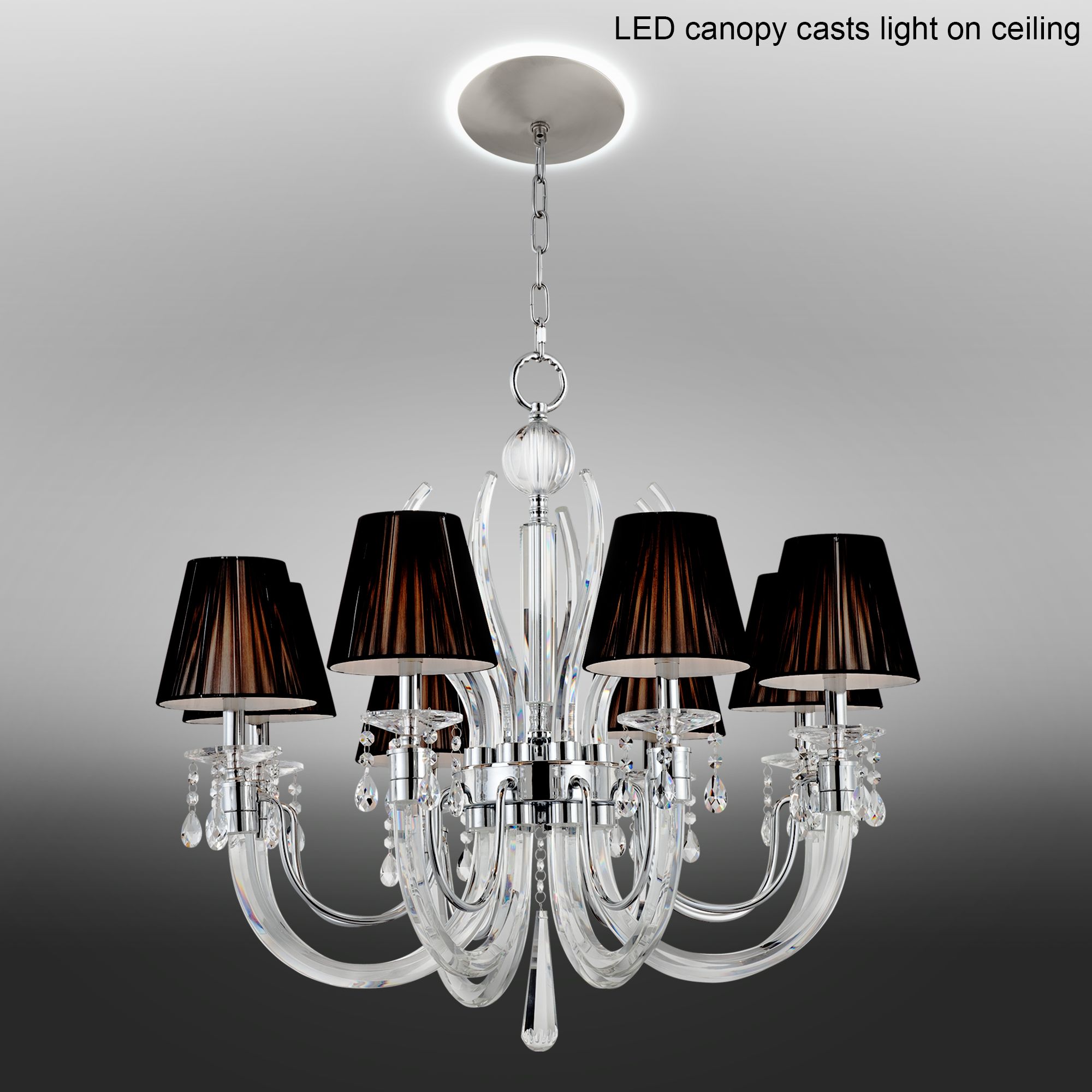 Derry Street Crystal 32"W Black Chandelier with LED Canopy