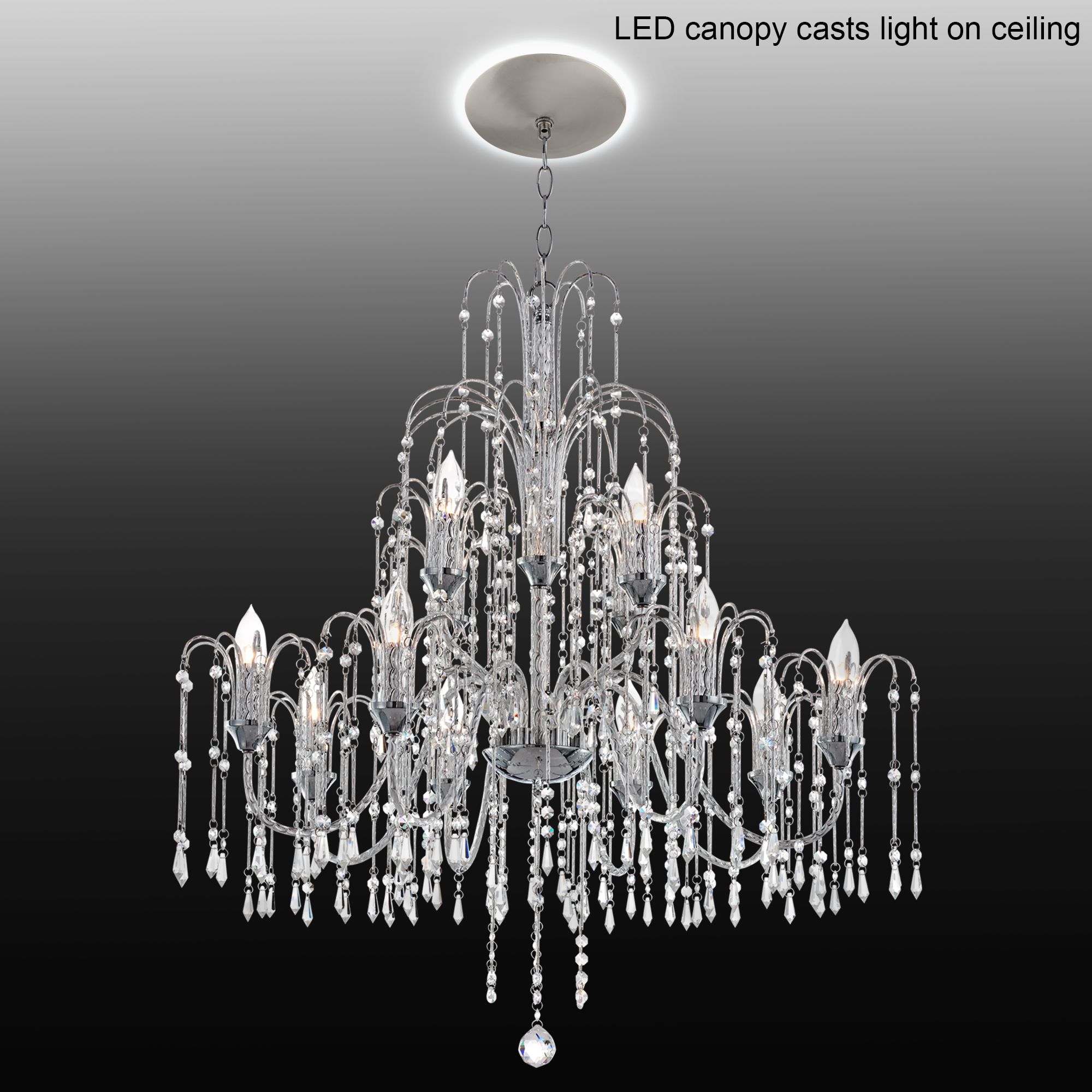 Crystal Rain 33"W Chandelier with LED Canopy