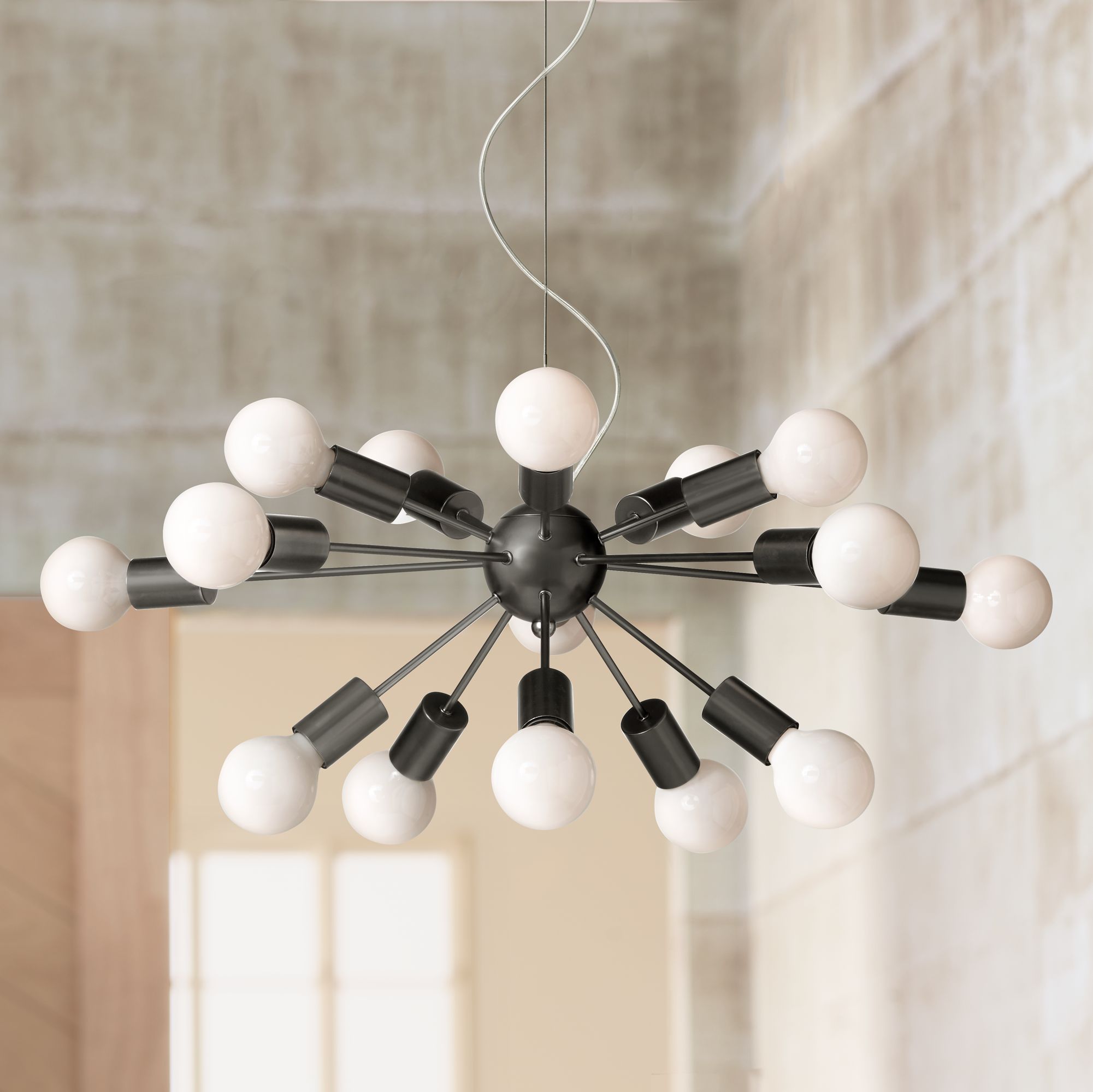 Hemingson 37" Wide Gun Metal White Globe 15-Light Pendant