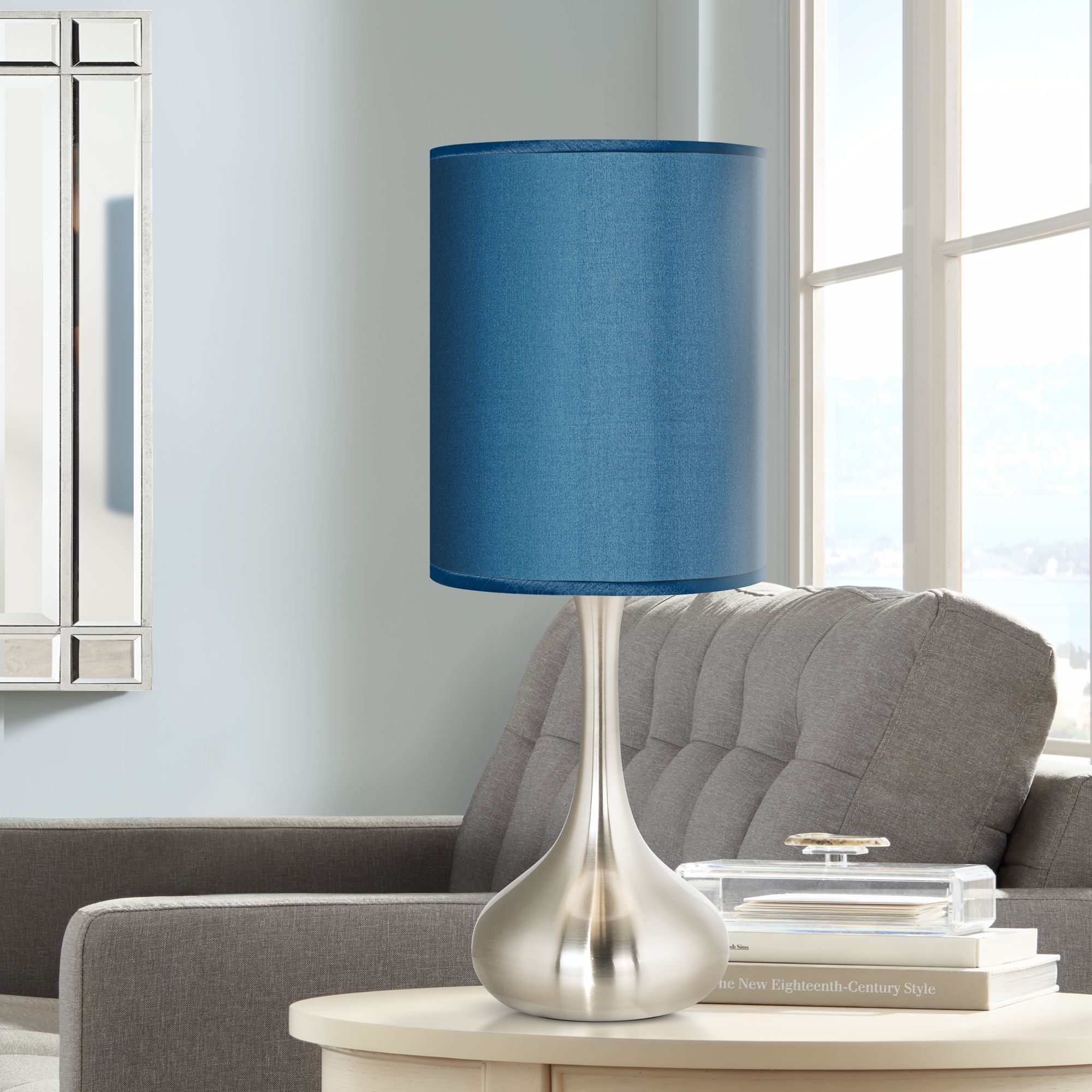 Blue Faux Silk 23 1/2" High Droplet Table Lamp