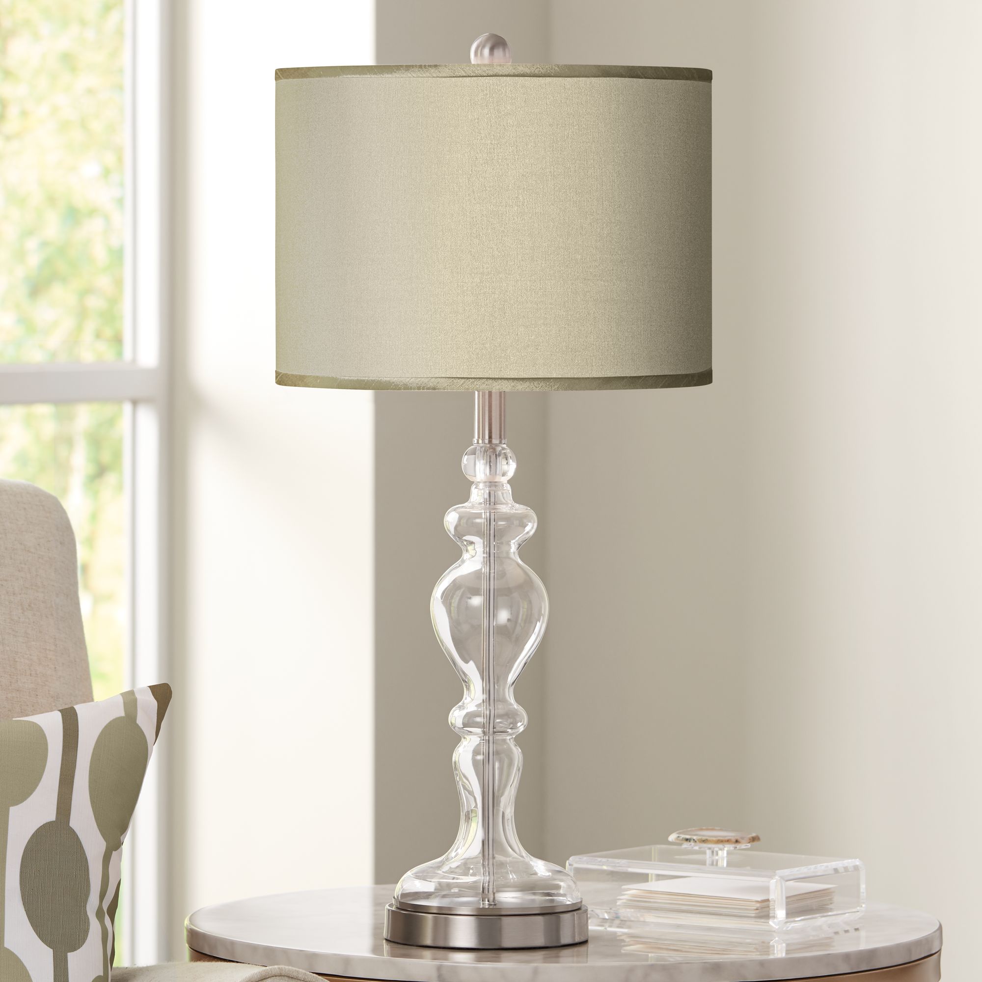 Sesame Faux Silk Apothecary Clear Glass Table Lamp