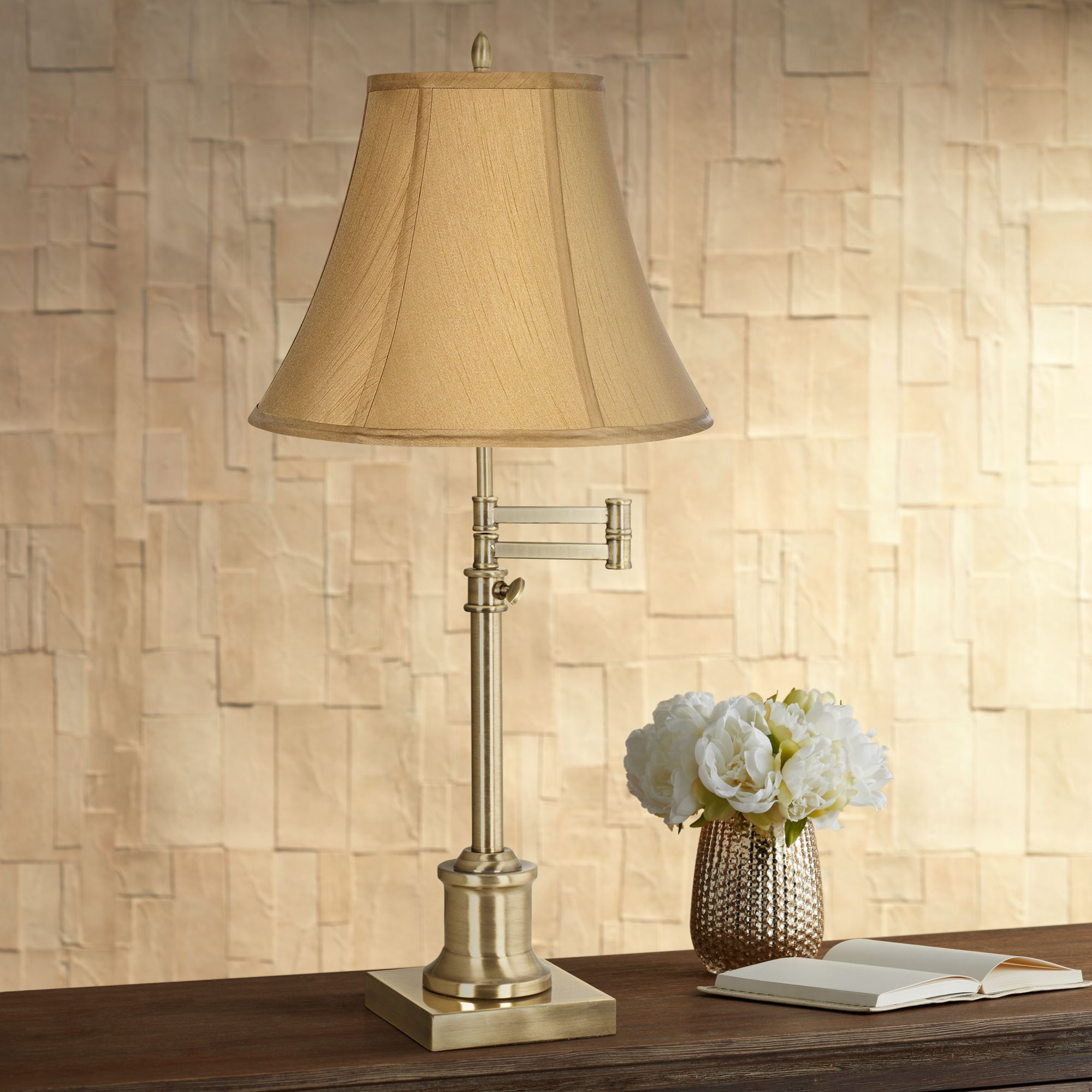 Westbury Coppery Gold Shade Brass Swing Arm Desk Lamp