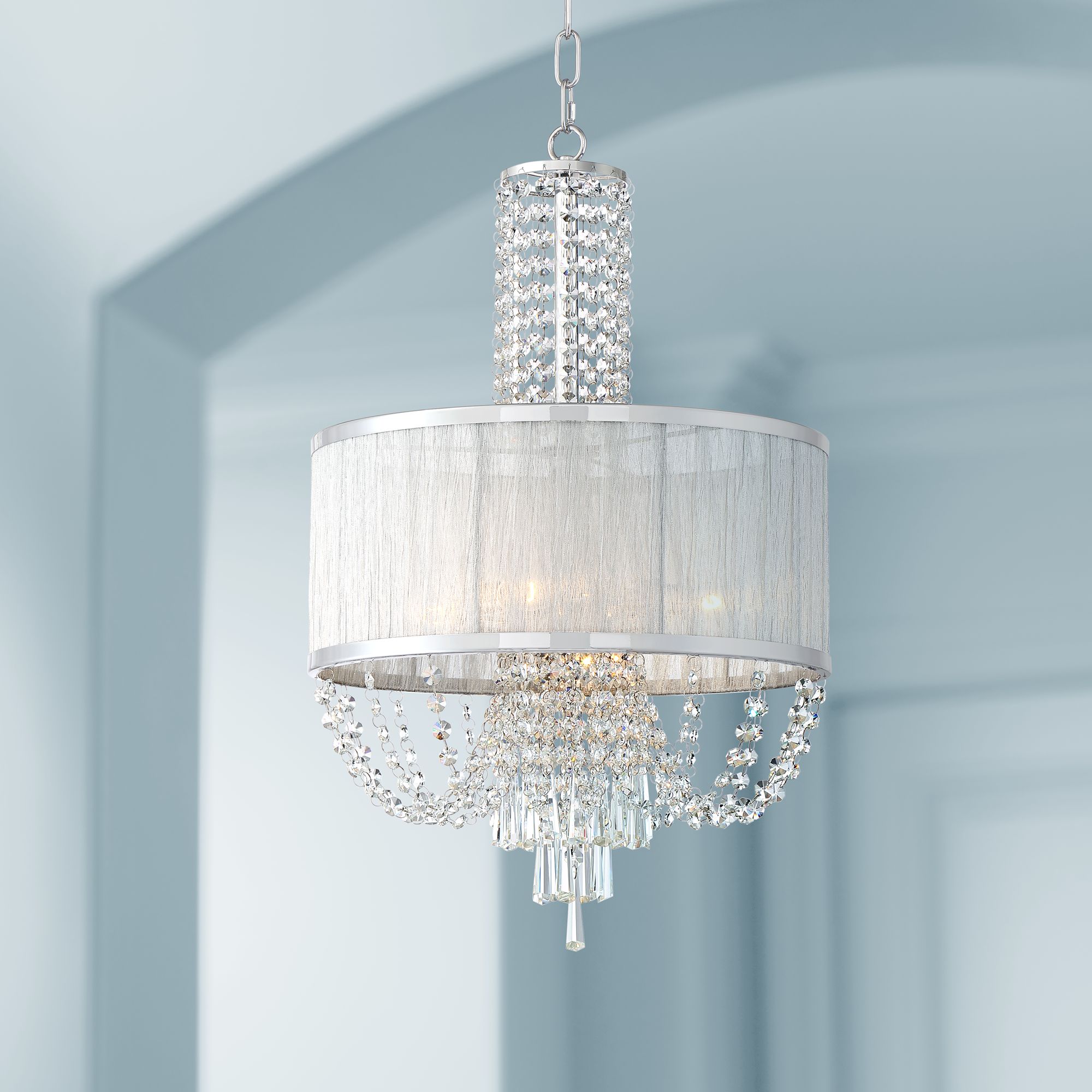 Ellisia 15 3/4" Wide Chrome and Crystal Pendant Light