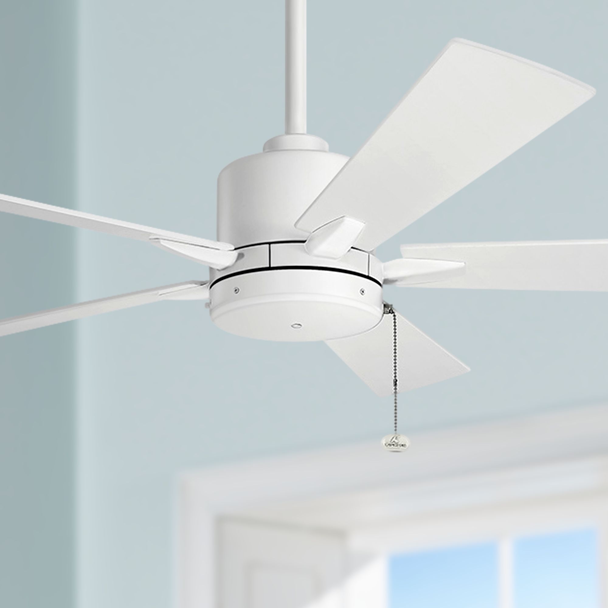 52 Bowen Pull Chain Matte White Ceiling Fan 17v38 Lamps Plus