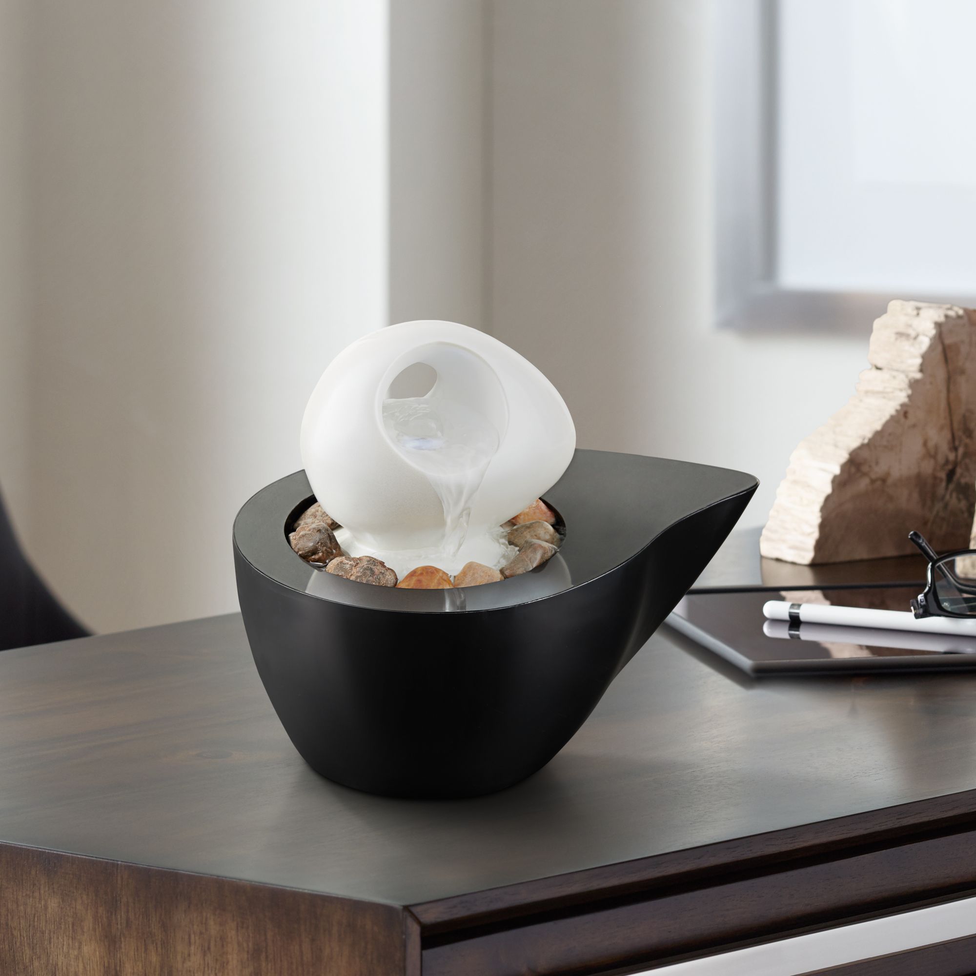 Yin and Yang 6" High LED Indoor Tabletop Fountain