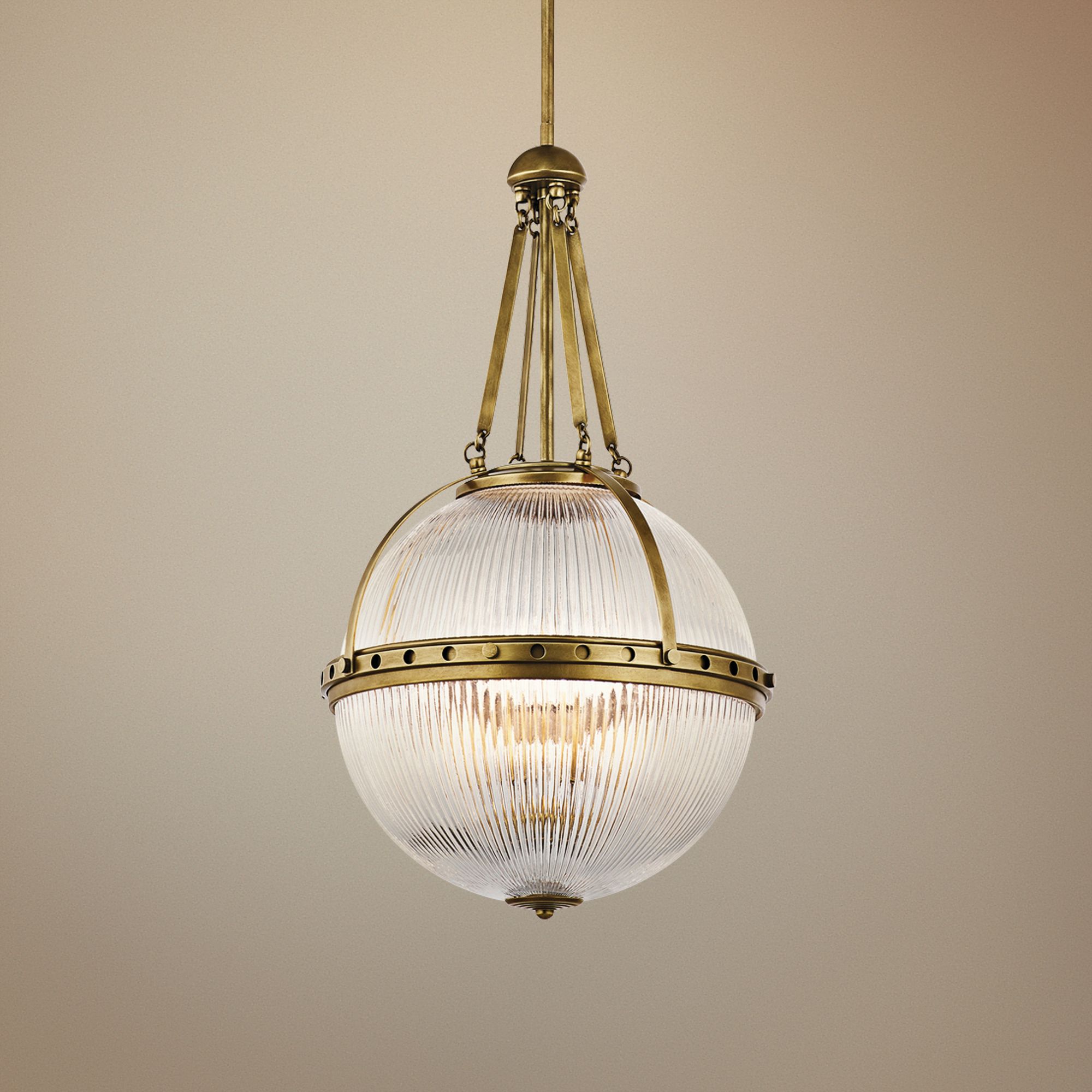 Kichler Aster 15 1/4"W Natural Brass Orb 3-Light Pendant