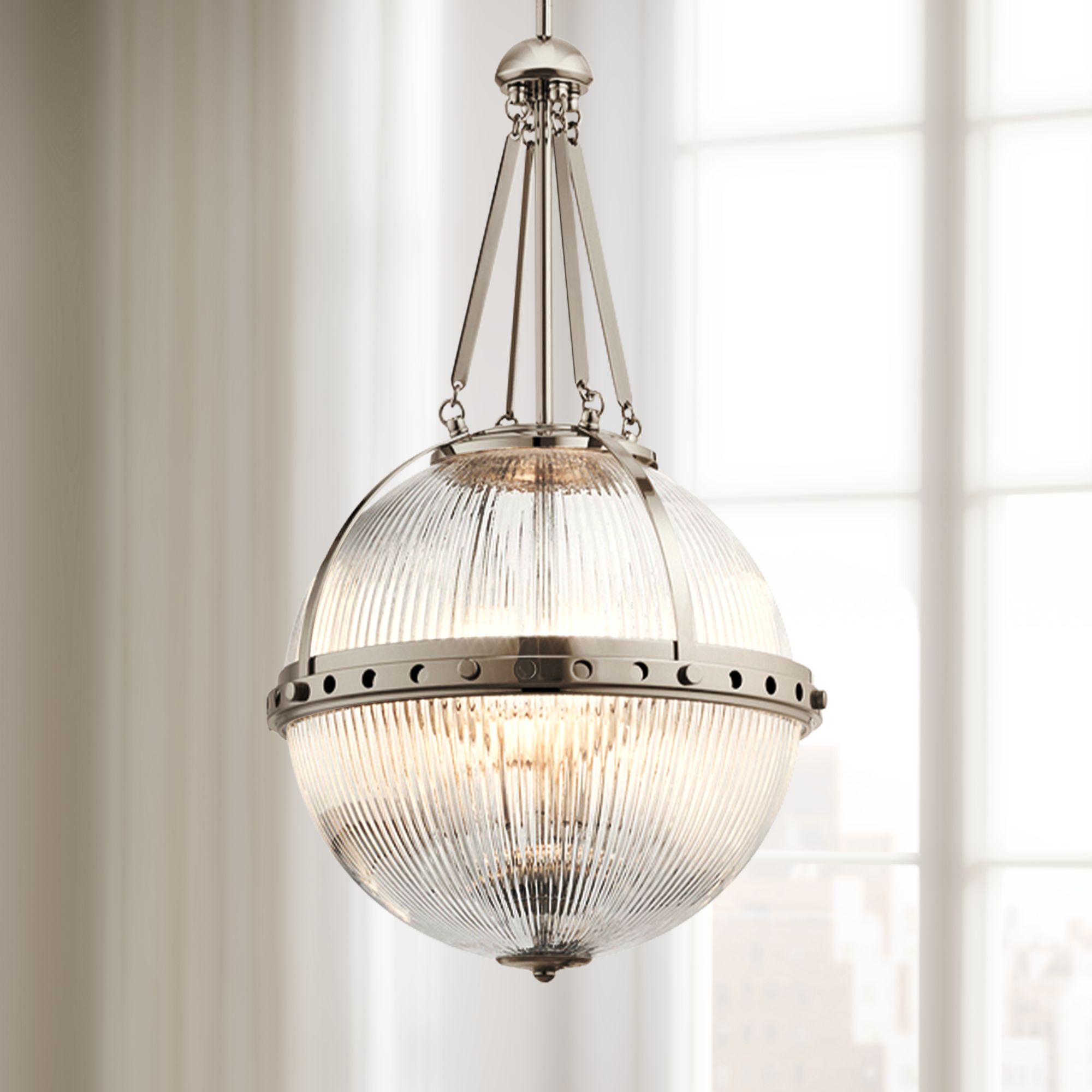 Kichler Aster 15 1/4"W Polished Nickel Orb 3-Light Pendant