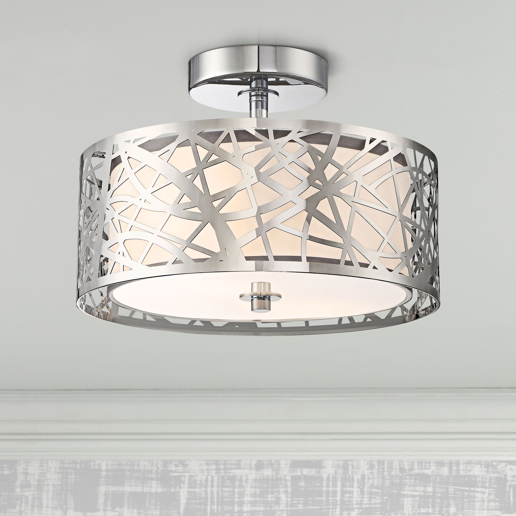 Platinum Collection Abode 12" Wide Polished Chrome Ceiling Light