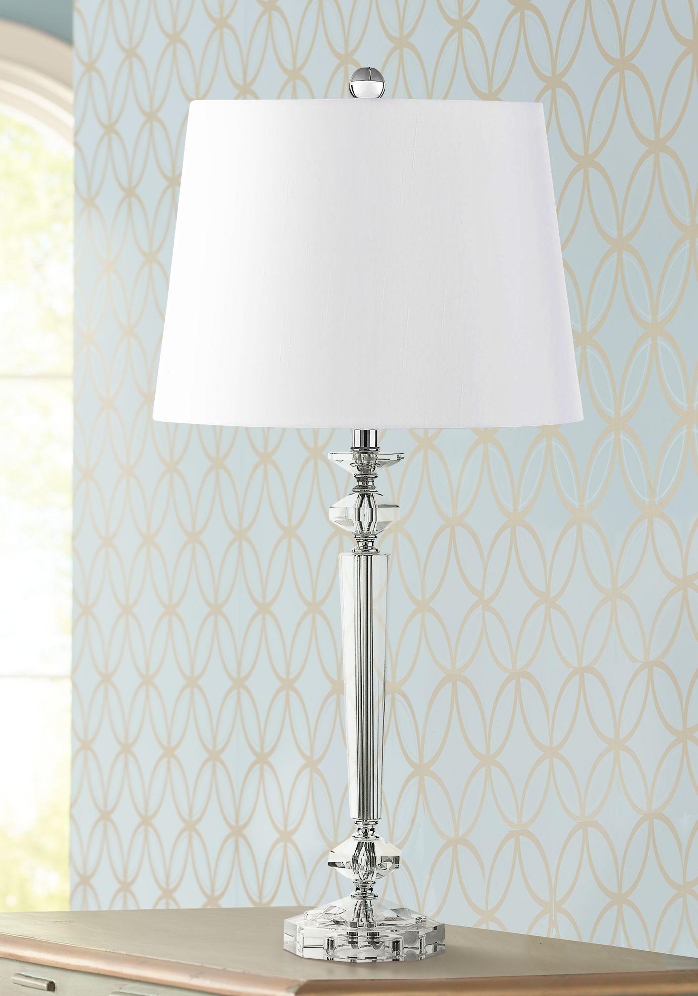 Duchess Crystal Table Lamp with Hard Back Shade