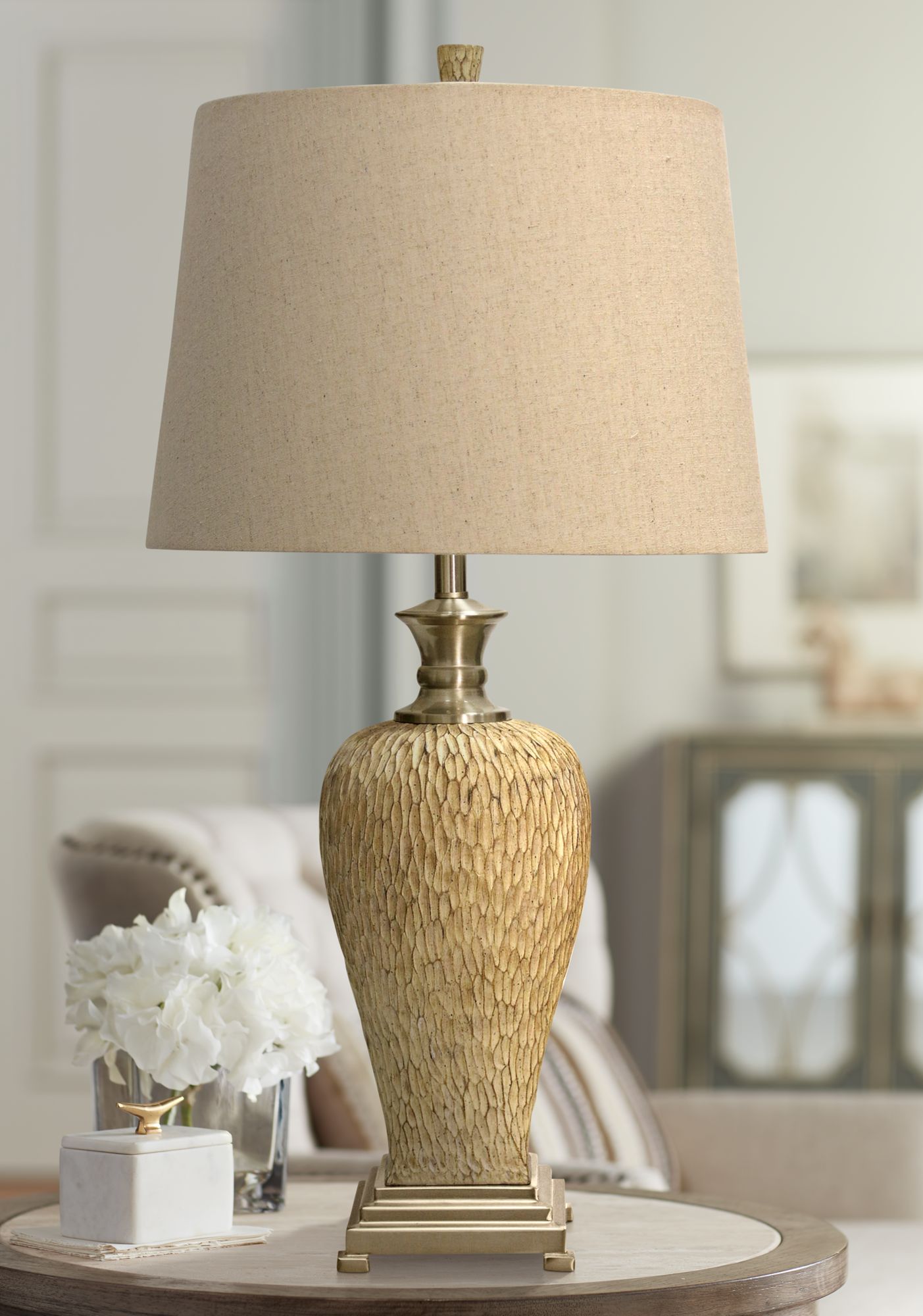 Faye Textured Gold Urn Table Lamp