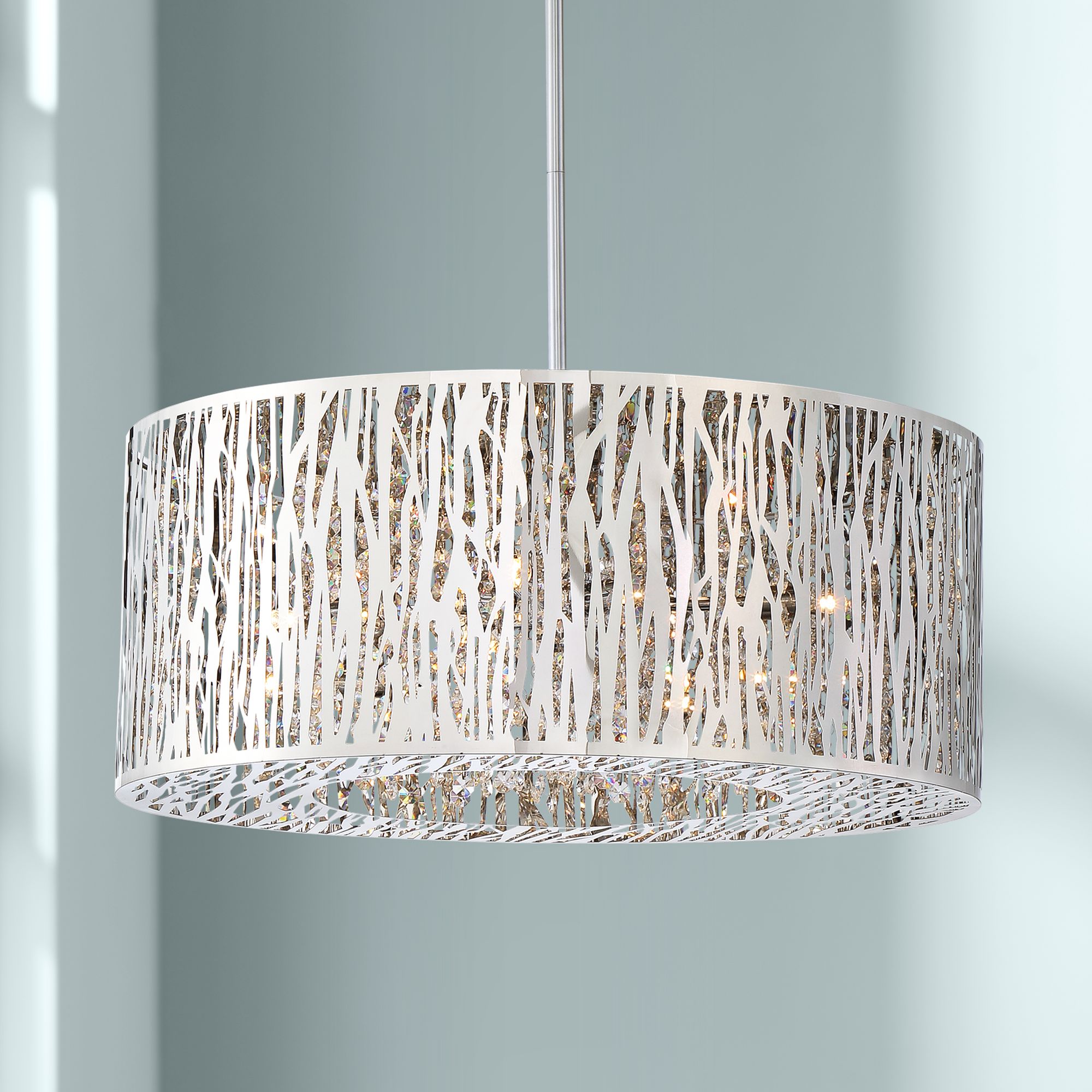Platinum Grotto 21 1/2" Wide Polished Chrome Pendant Light
