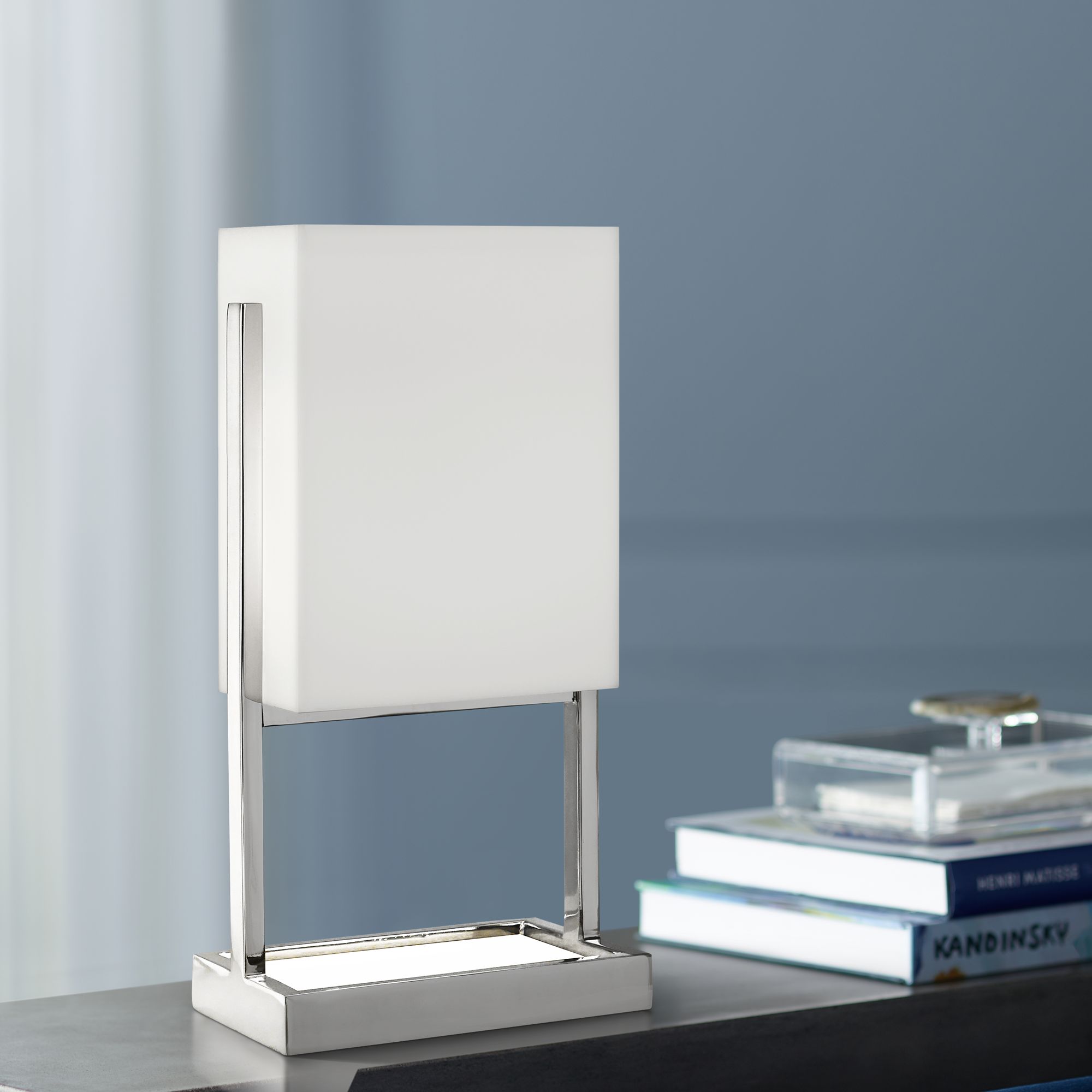 Robert Abbey Nikole Modern Polished Nickel Rectangle Accent Lamp