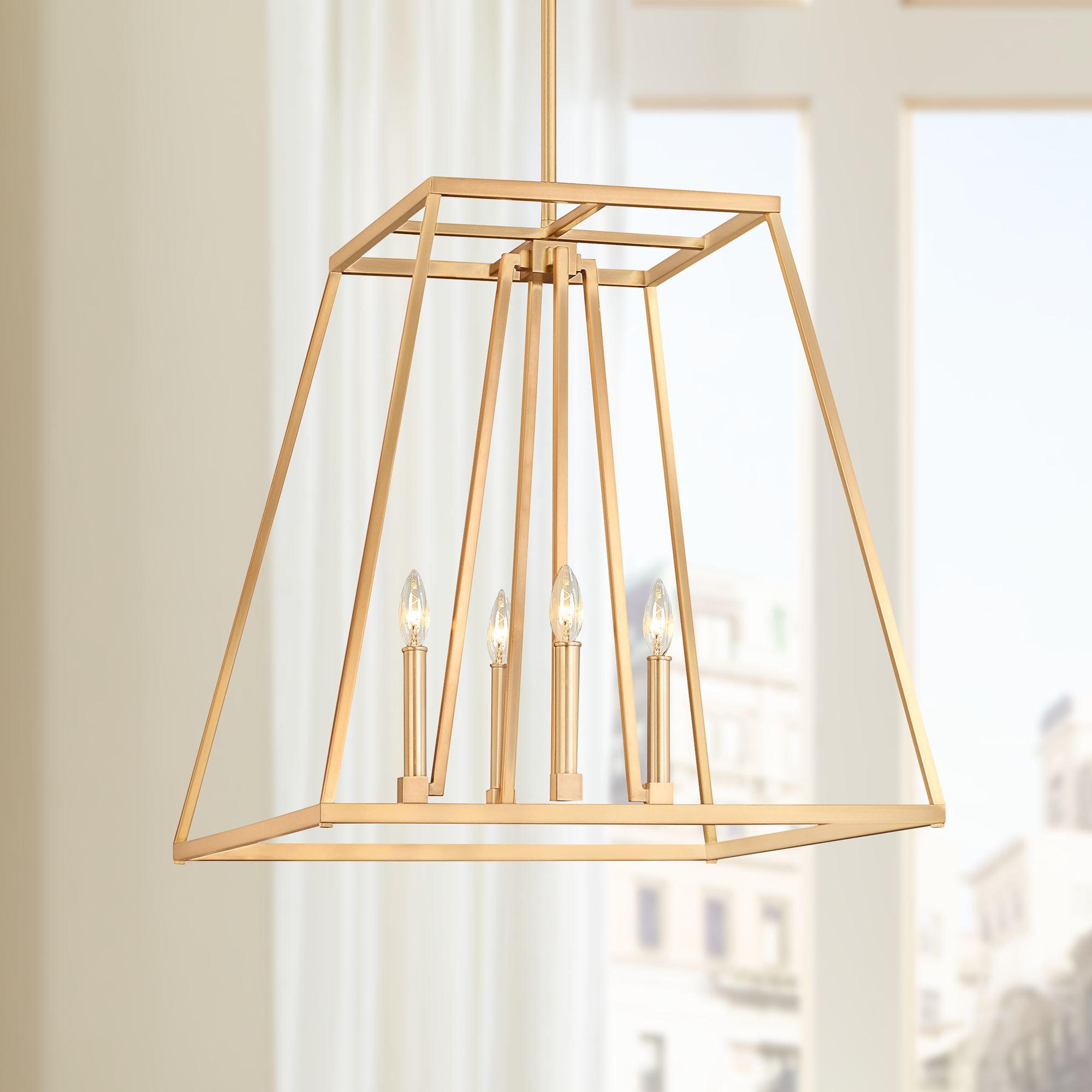 Feiss Conant 23" Wide Gilded Satin Brass 4-Light Chandelier