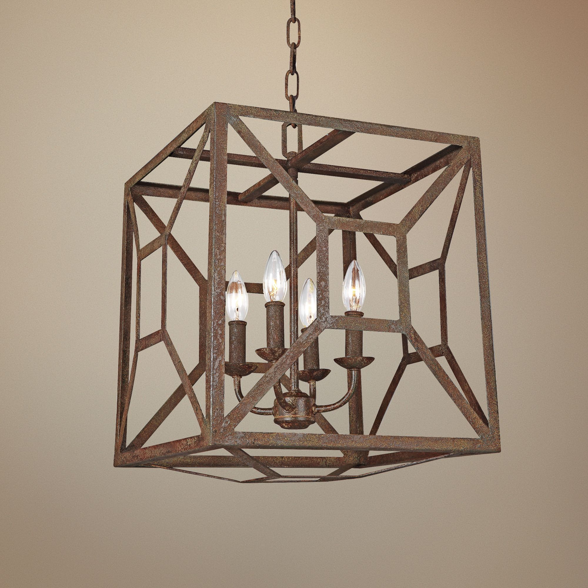 Feiss Marquelle 17"W Weathered Iron Open-Cube Chandelier