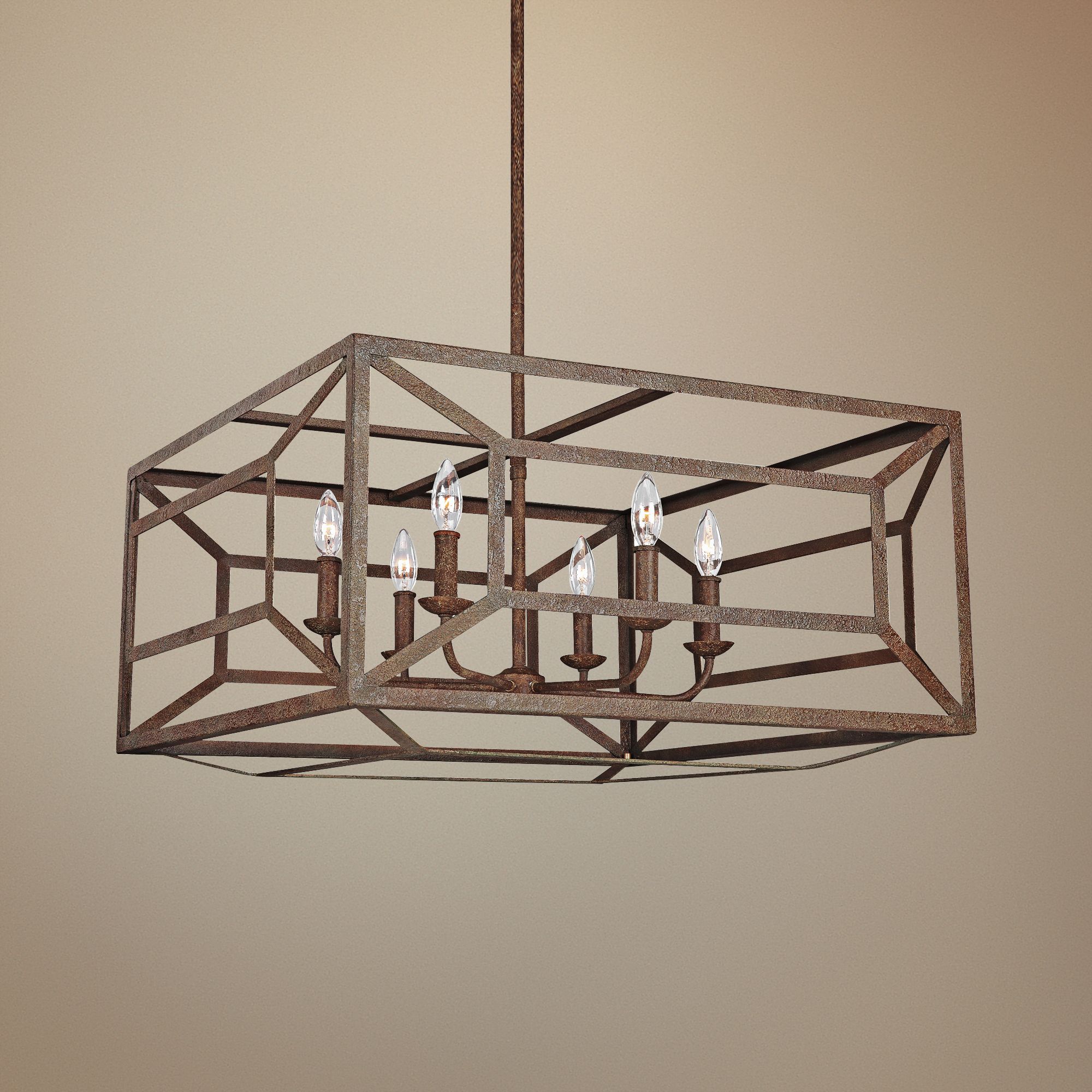 Feiss Marquelle 28"W Weathered Iron Open-Square Chandelier
