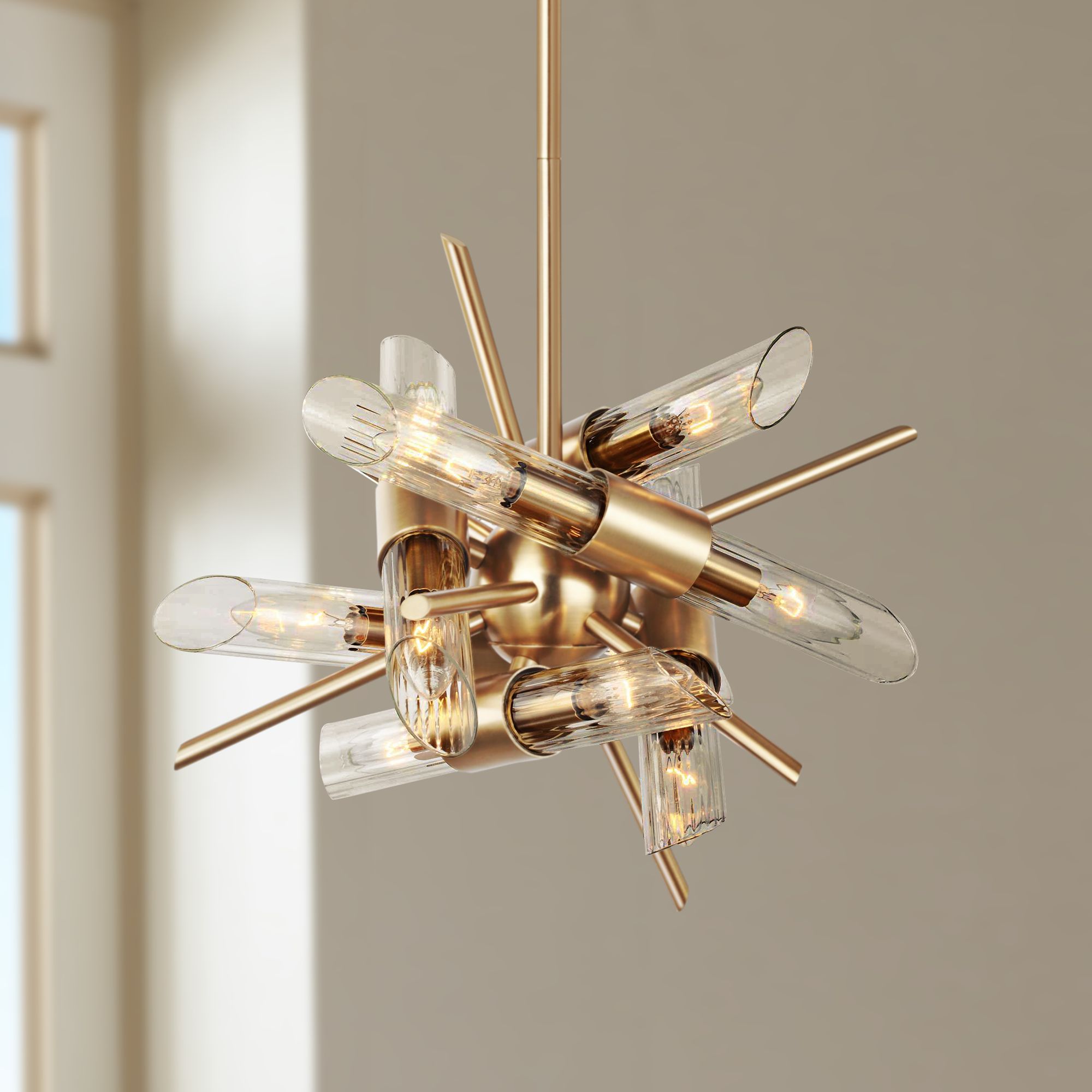 Feiss Quorra 16 3/4"W Burnished Brass Starburst Chandelier
