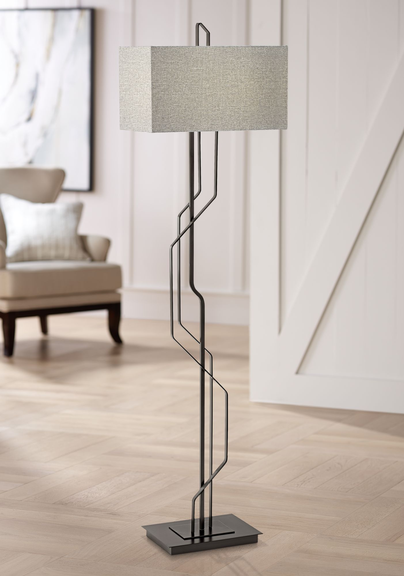 Kathy Ireland Studio 65" High Modern Floor Lamp in Black