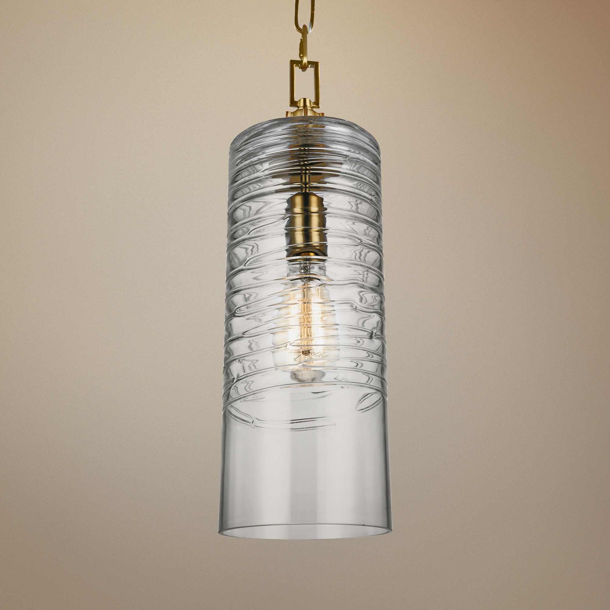 Feiss Elmore 6" Wide Burnished Brass Cylinder Mini Pendant