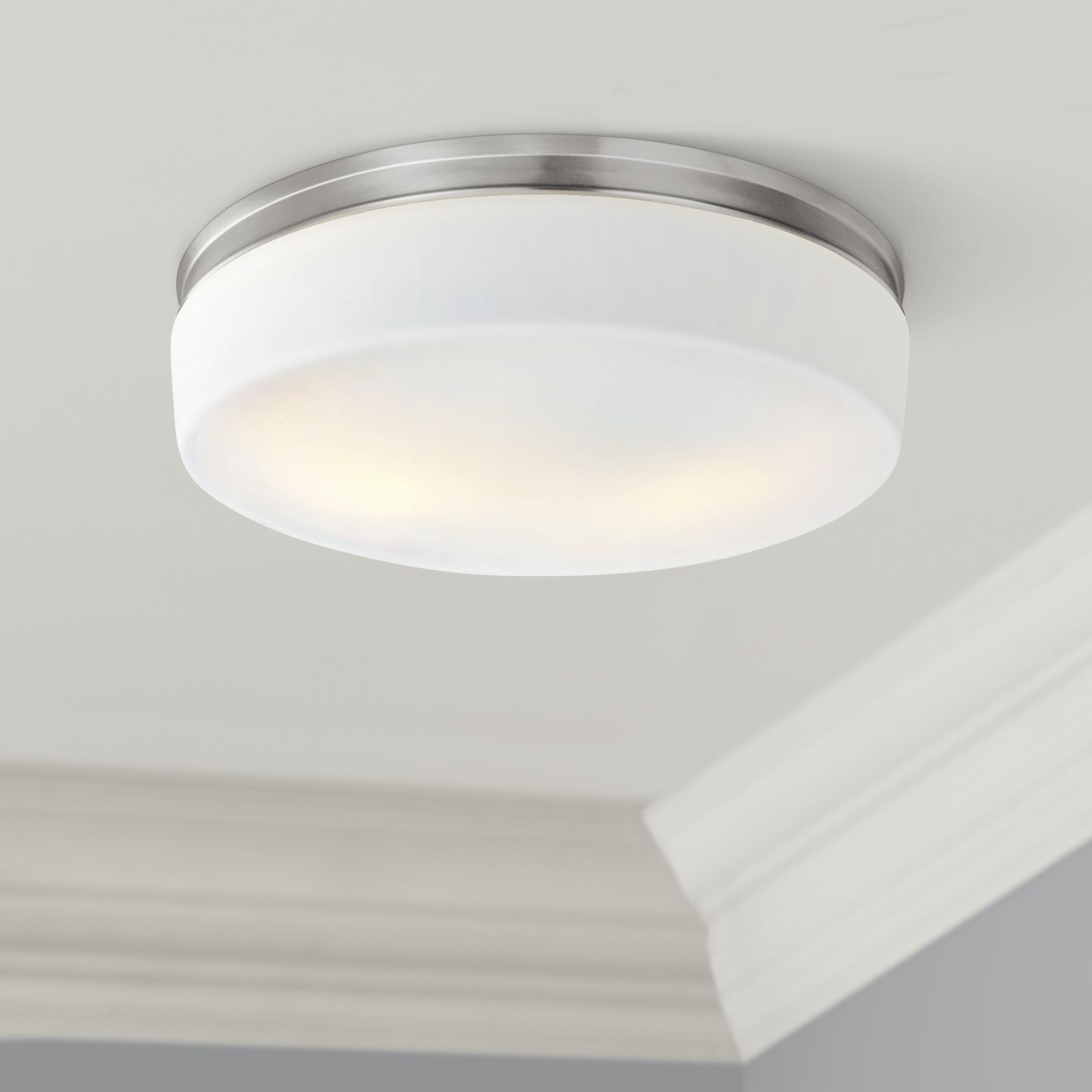 Feiss Issen 13 1 2 Wide 2 Light Satin Nickel Ceiling Light