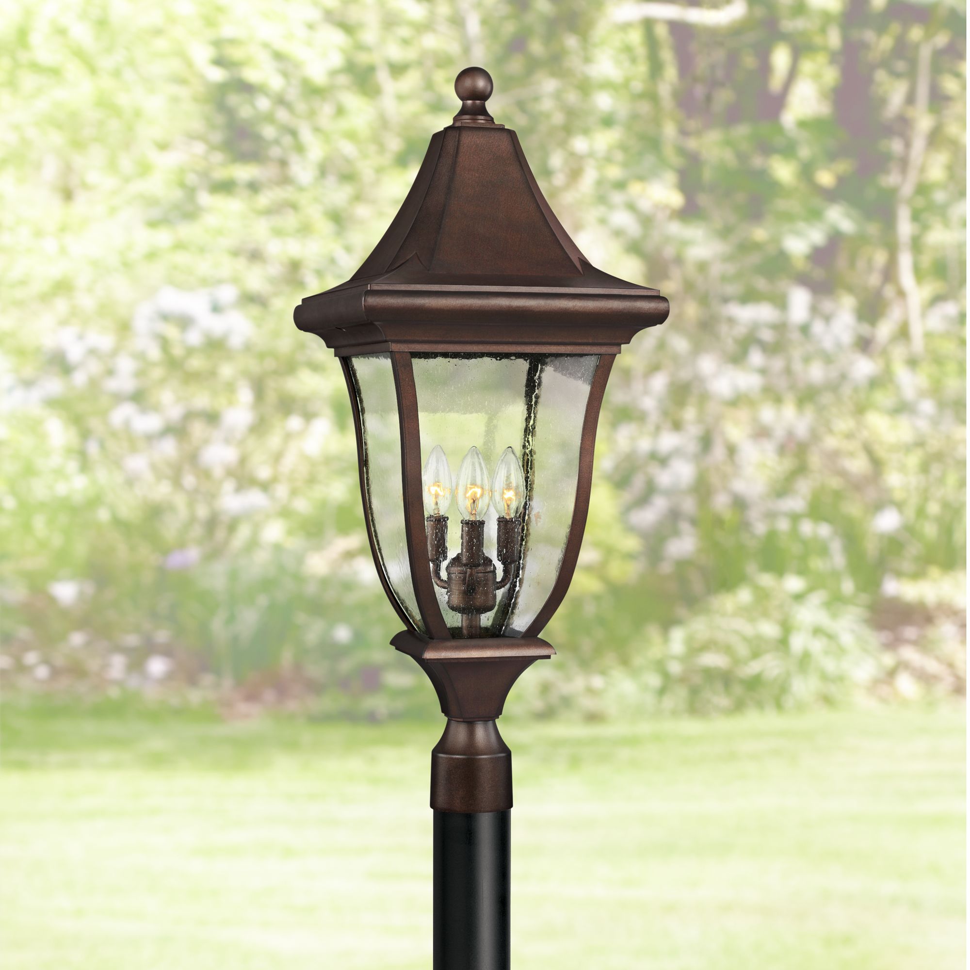 Oakmont 29 1/4" High Patina Bronze 3-Light Outdoor Post Light