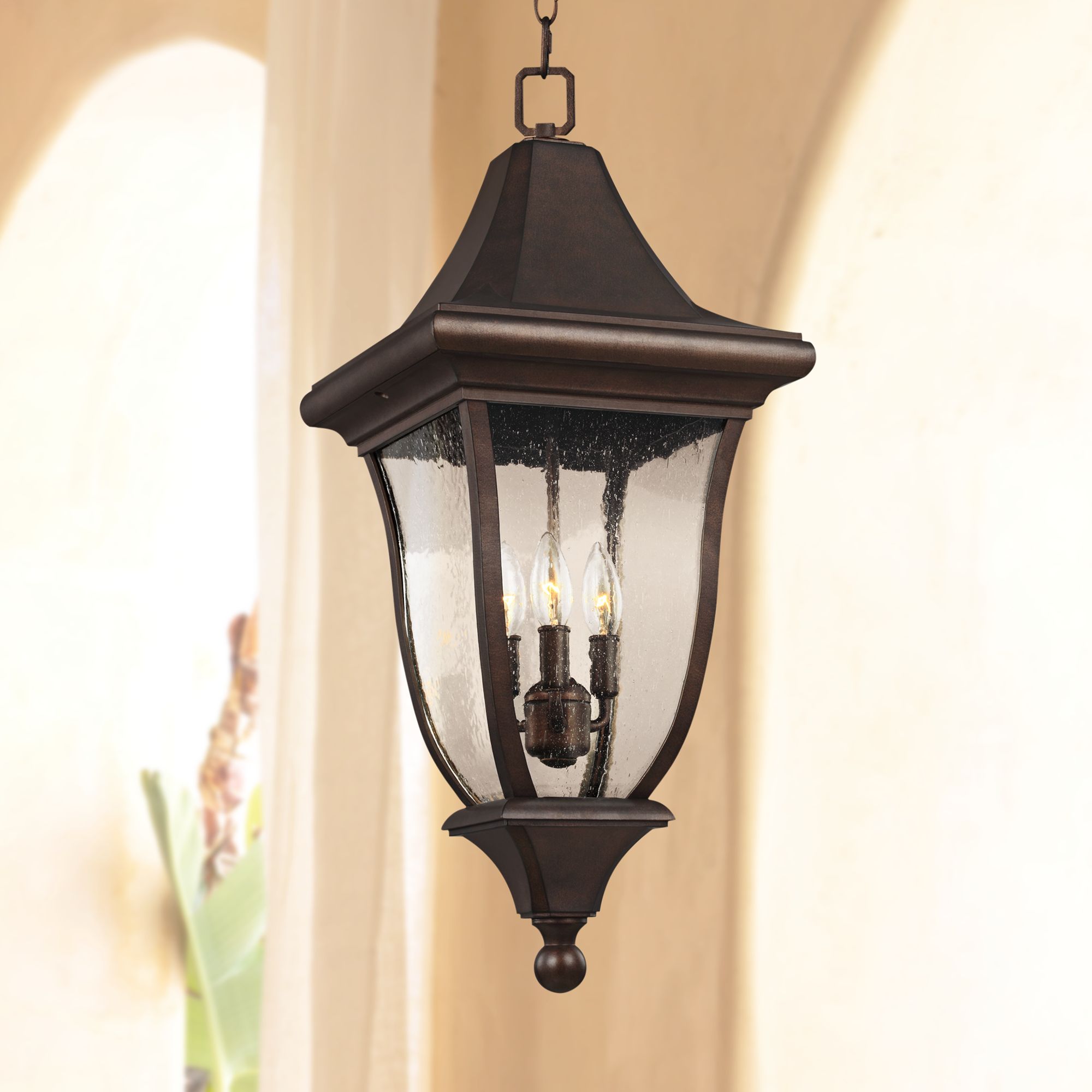 Oakmont 28 1/4" High Patina Bronze 3-Light Outdoor Hanging Light