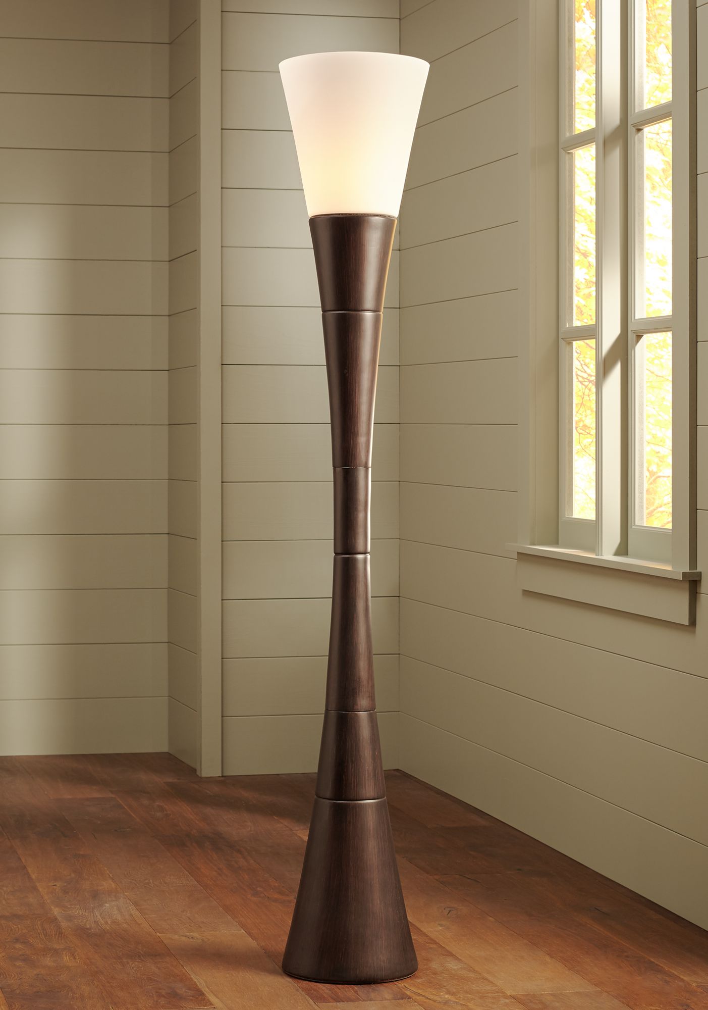 wood torchiere floor lamp