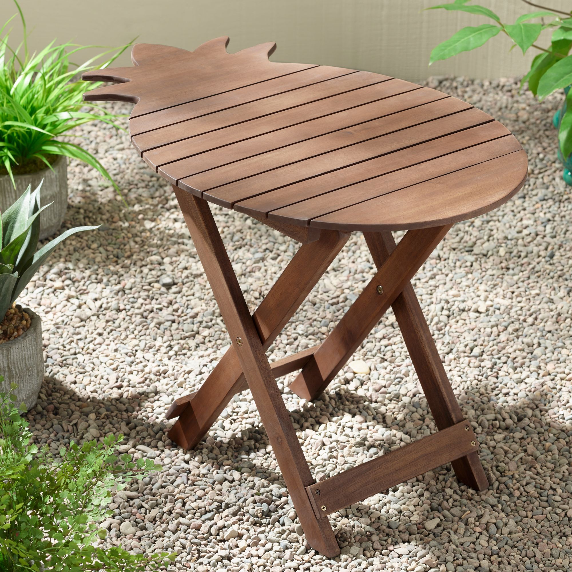 Monterey Pineapple Natural Wood Outdoor Folding Table
