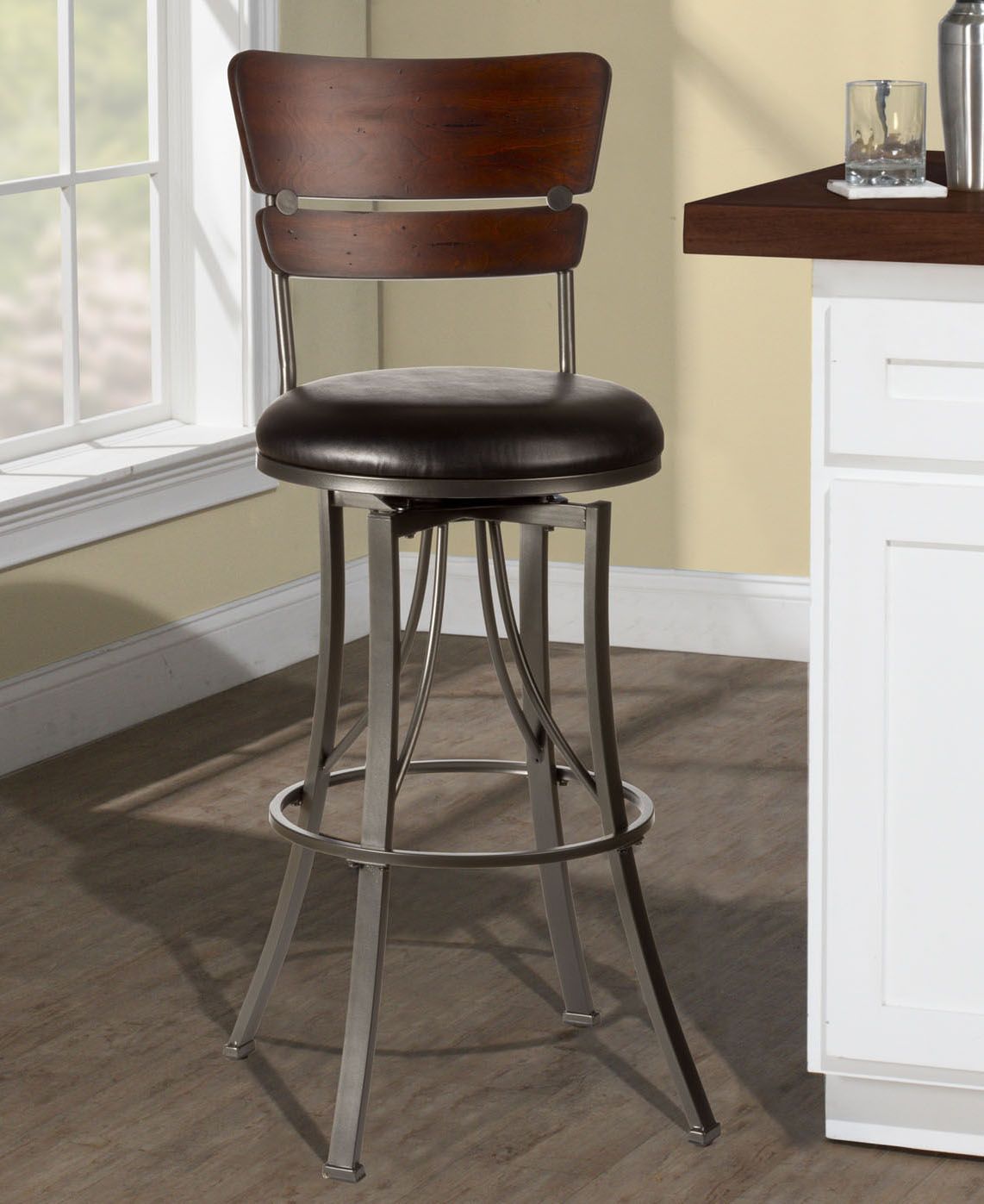 Hillsdale Santa Monica 30" Black Swivel Barstool