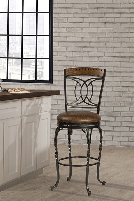Hillsdale Donovan 30" Brown Faux Leather Swivel Barstool