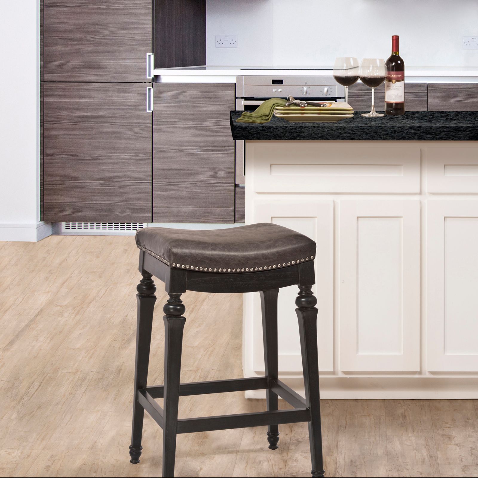 Hillsdale Vetrina 30 1/2" Charcoal Faux Leather Barstool