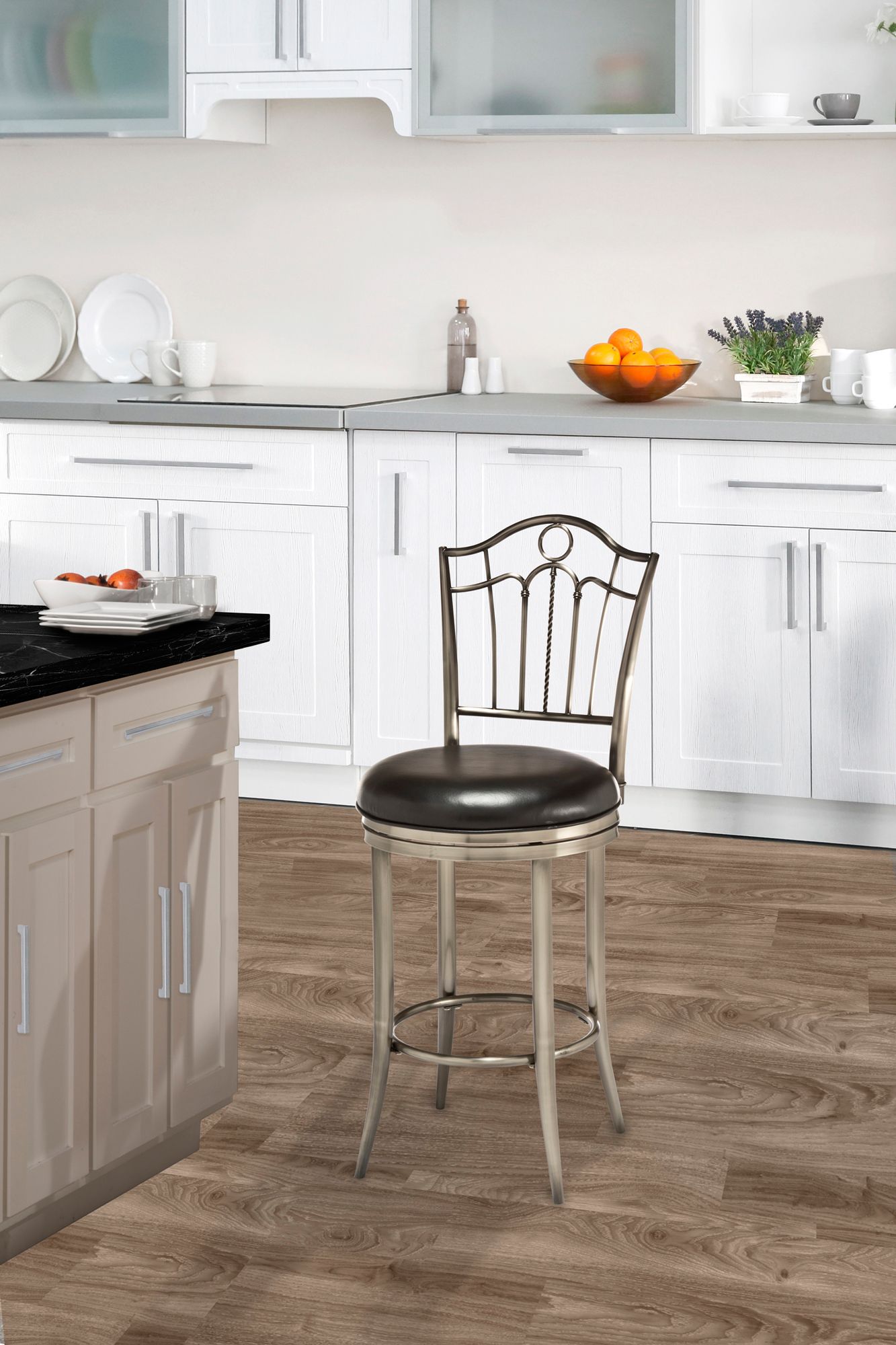 Hillsdale Portland 30" Black Vinyl Swivel Barstool