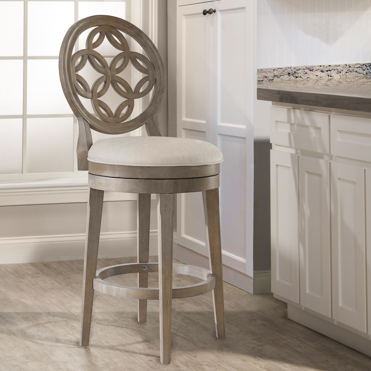 Hillsdale Savona 26" Oyster Fabric Swivel Counter Stool