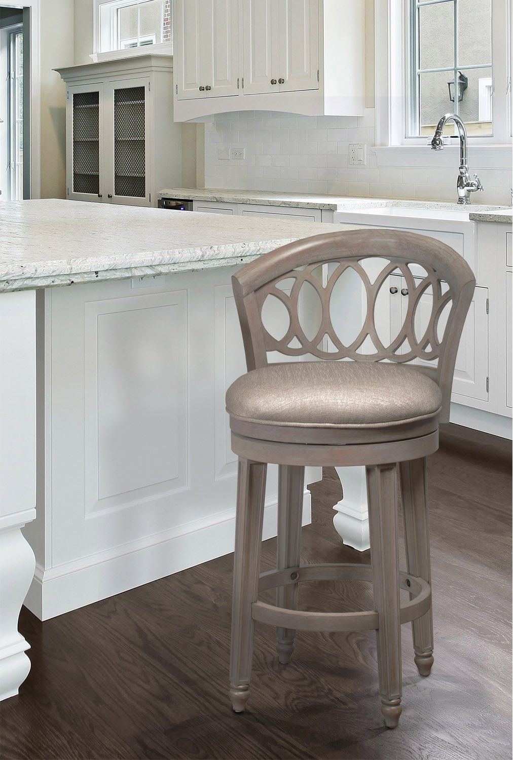 Hillsdale Adelyn Putty Fabric Swivel Counter Stool