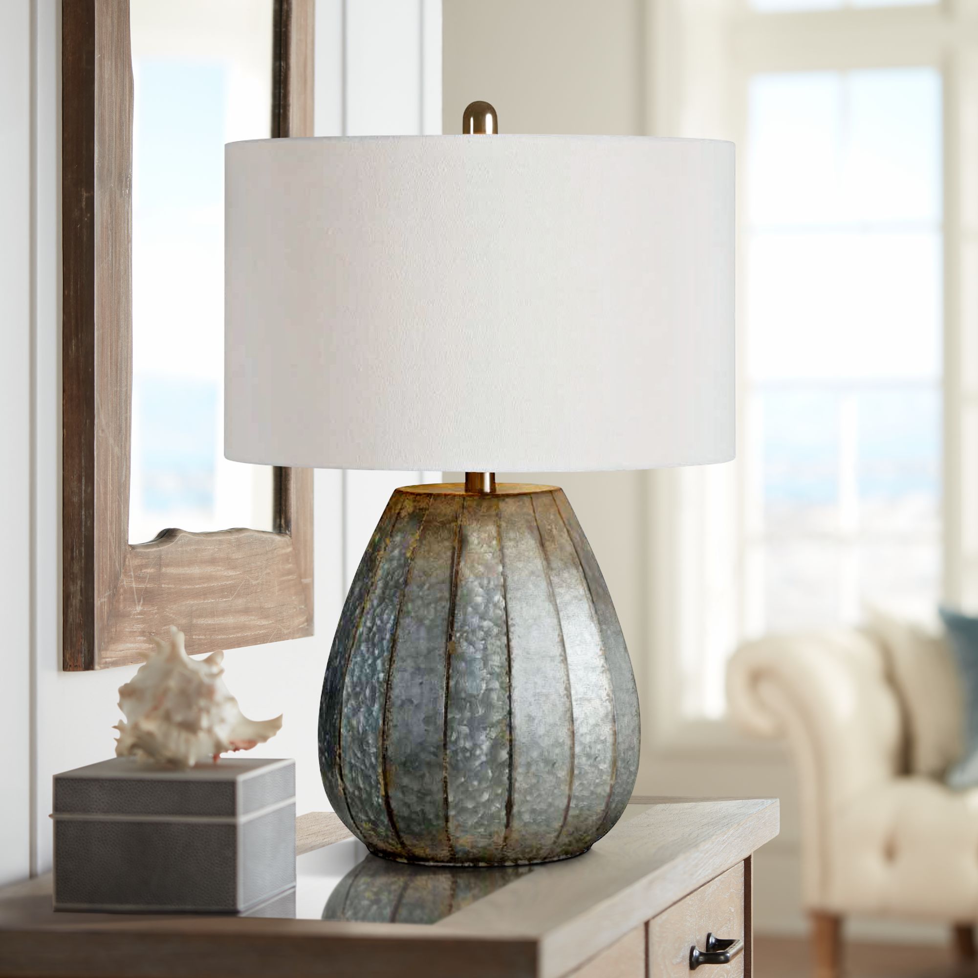 farmhouse galvanized table lamp