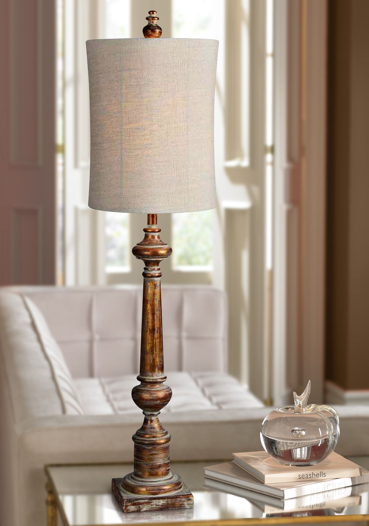 Forty West Delilah Aged Copper Oversize Candlestick Buffet Lamp